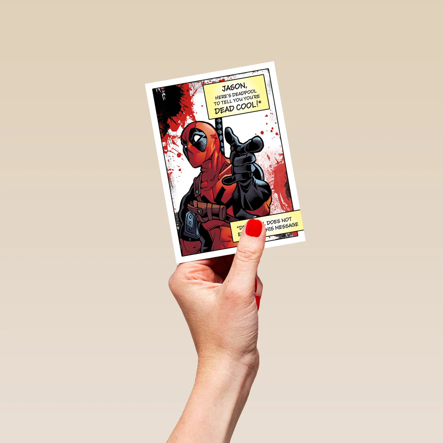 Personalised & Editable Finger Guns Deadpool Birthday Card - Image 4