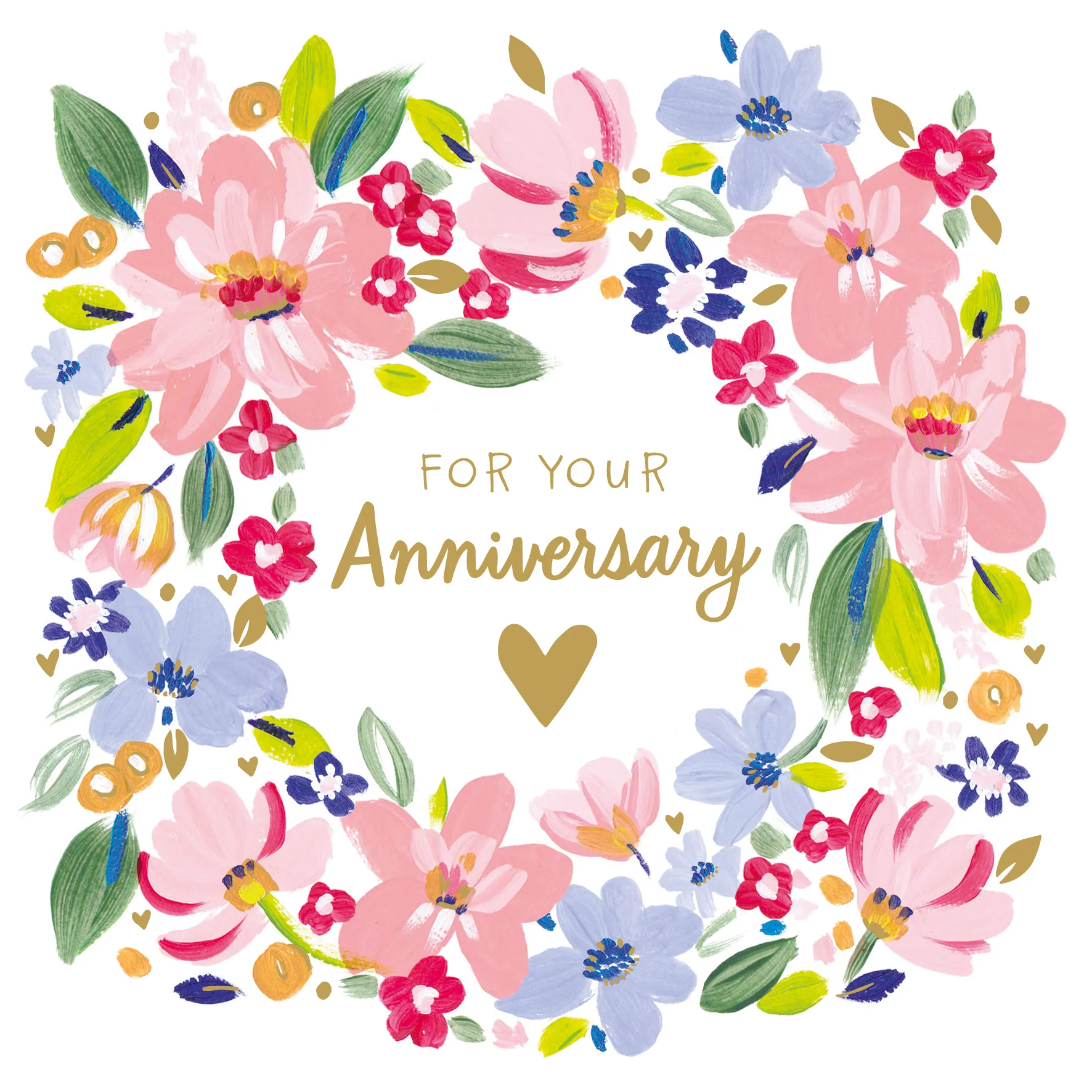 Personalised Editable Floral Border Anniversary Card