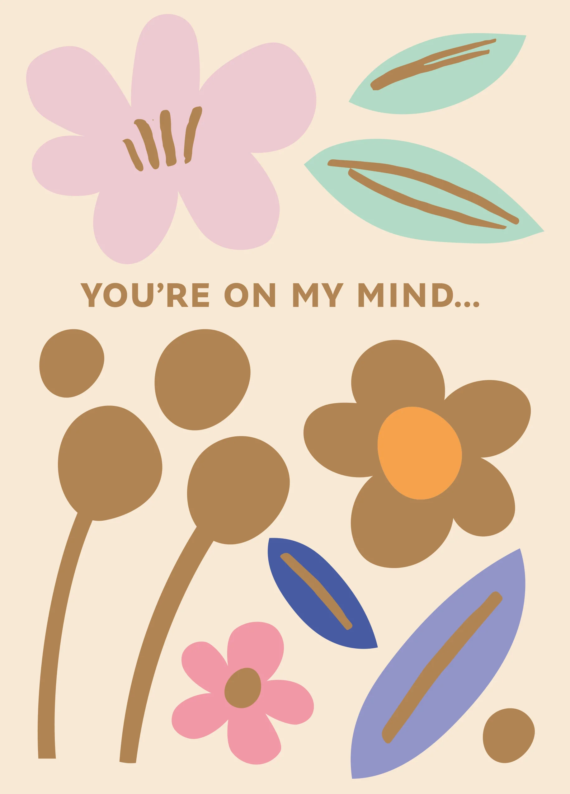 Personalised Editable Floral Shapes Thinking of You Card