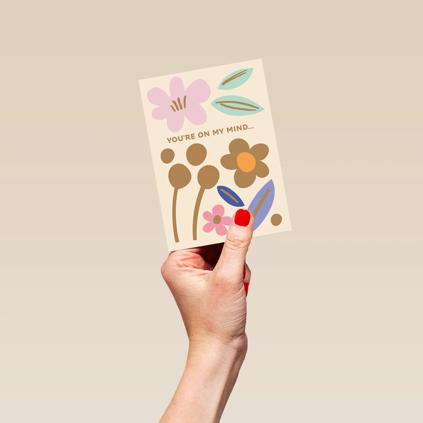 Personalised Editable Floral Shapes Thinking of You Card - Image 4