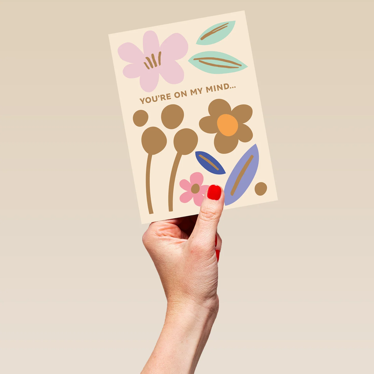 Personalised Editable Floral Shapes Thinking of You Card - Image 5