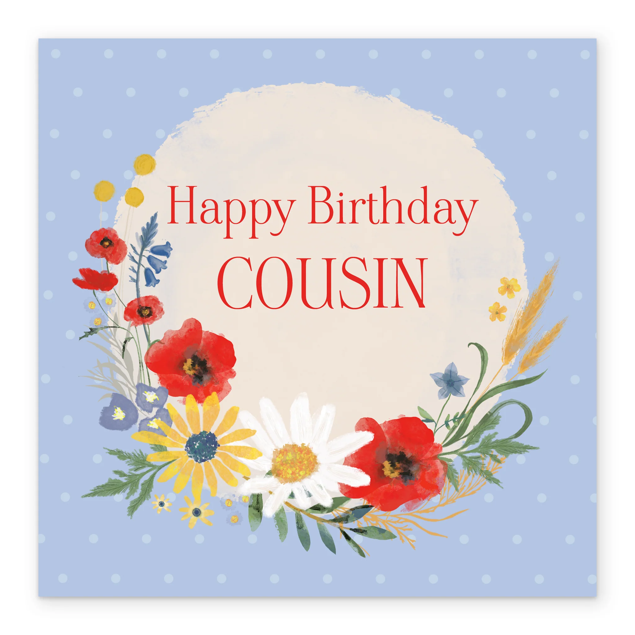 Personalised & Editable Floral Wreath Cousin Birthday Card - Image 2