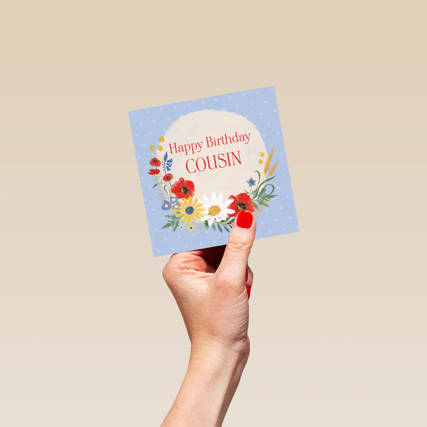 Personalised & Editable Floral Wreath Cousin Birthday Card - Image 4
