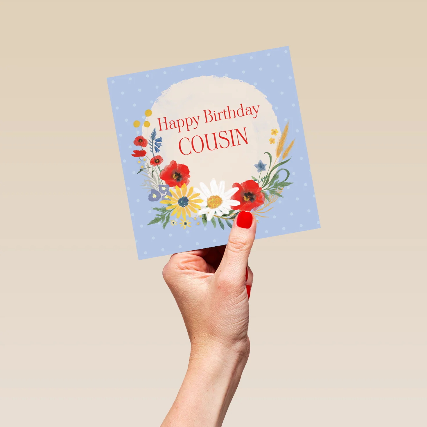 Personalised & Editable Floral Wreath Cousin Birthday Card - Image 5