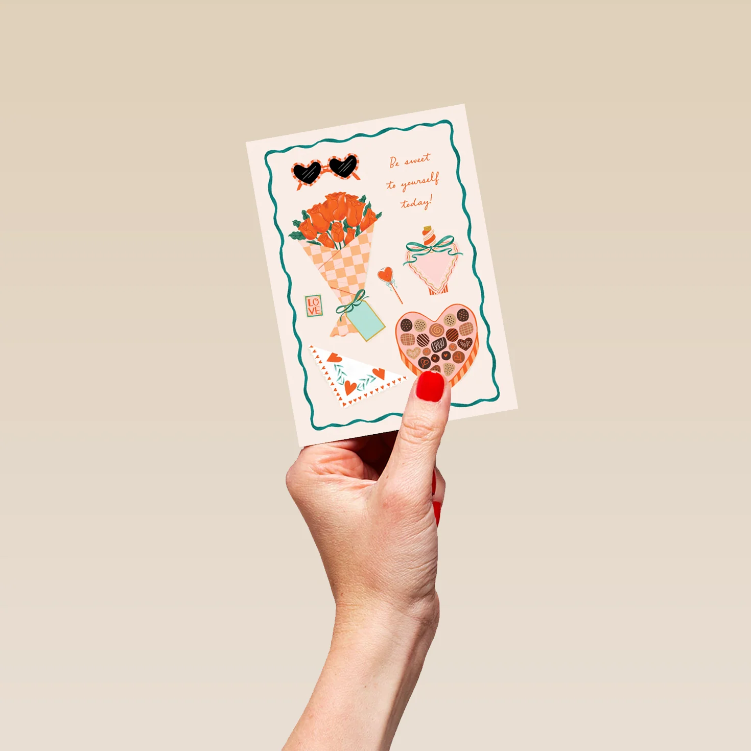 Personalised Editable Flowers & Chocolates Valentine's Day Card - Image 4