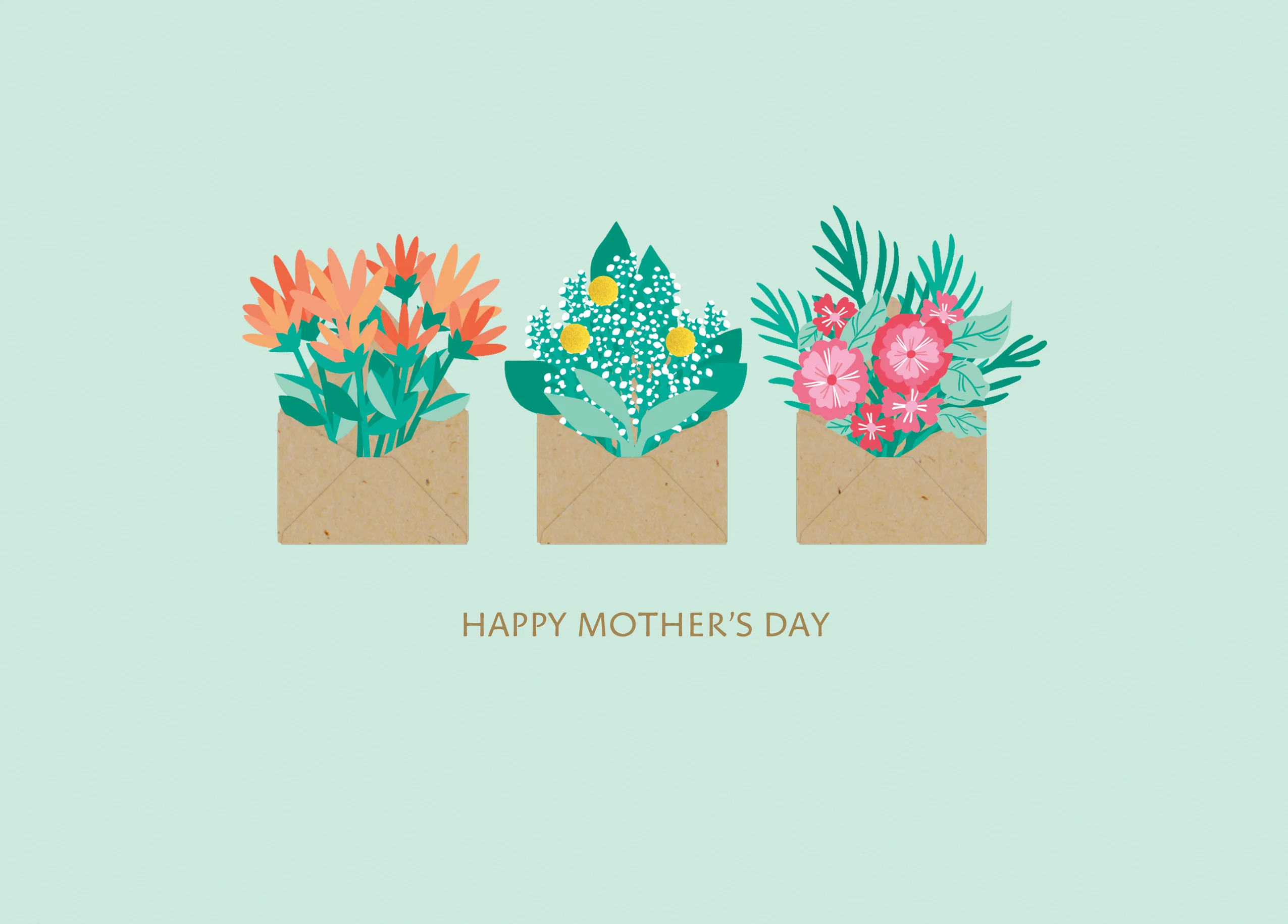 Personalised Editable Flowers in Envelopes Mother's Day Card