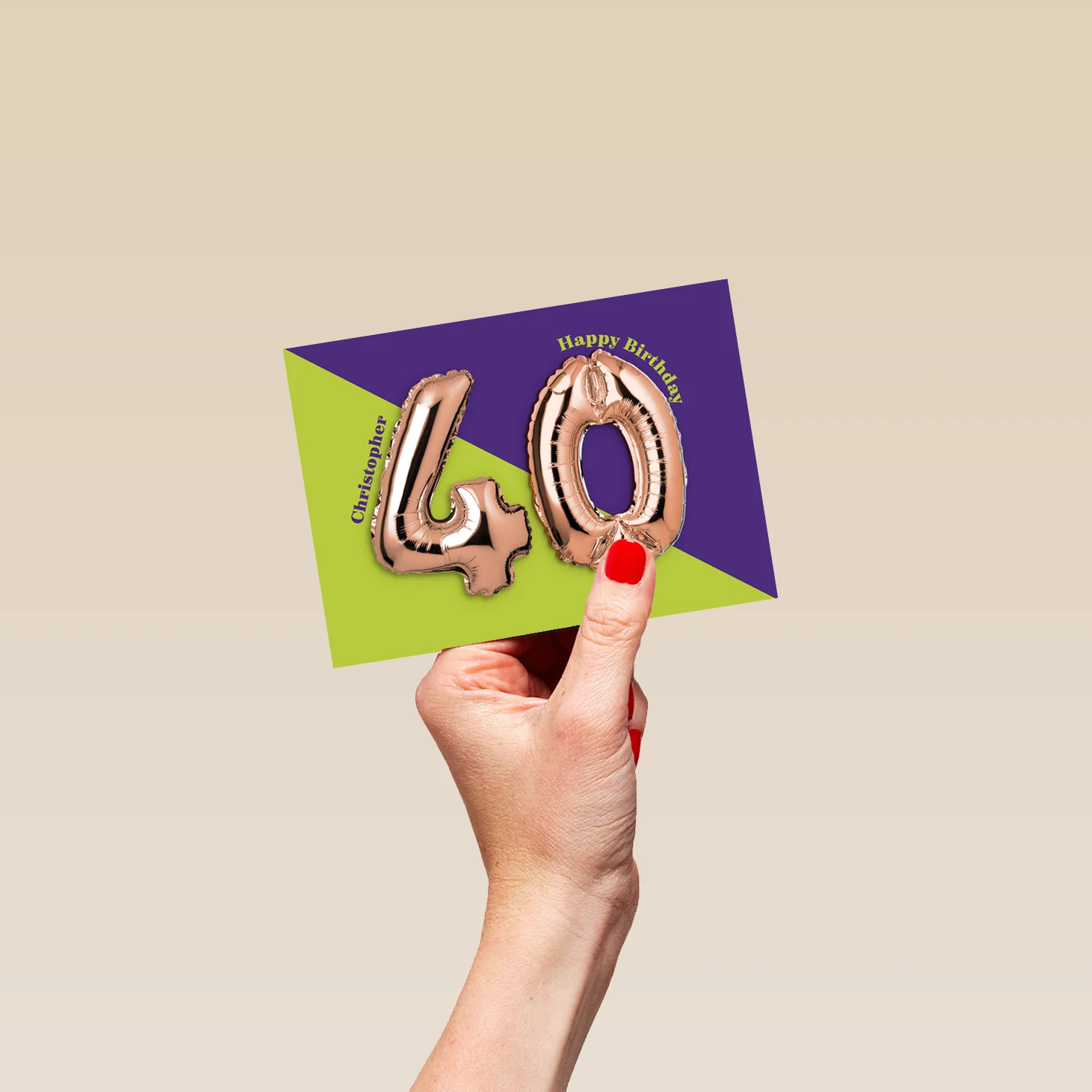 Personalised & Editable Foil Balloon 40th Birthday Card - Image 4