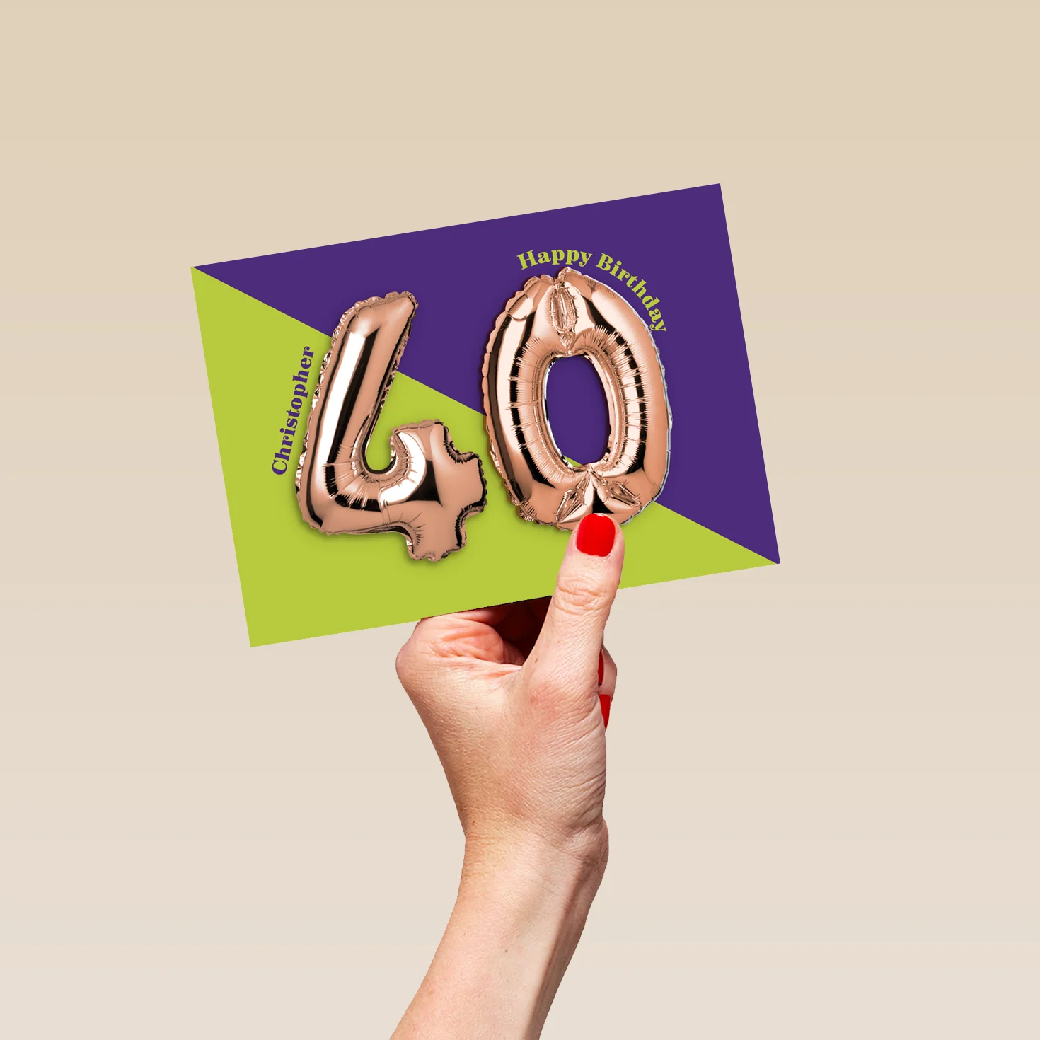 Personalised & Editable Foil Balloon 40th Birthday Card - Image 5