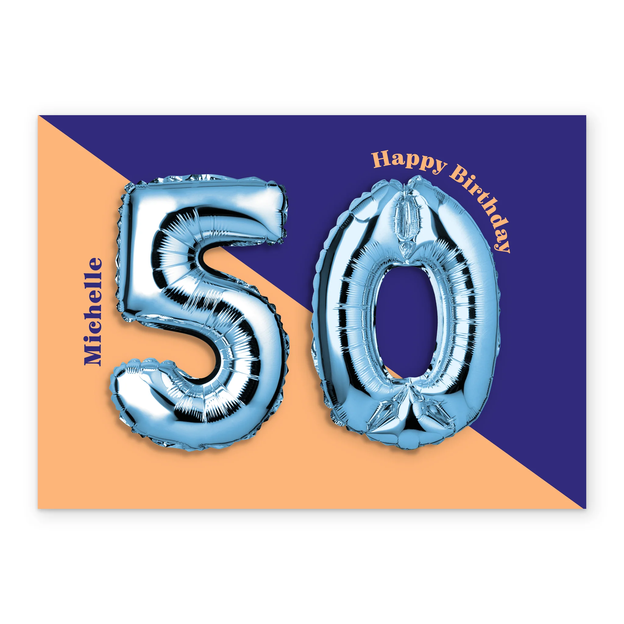 Personalised & Editable Foil Balloon 50th Birthday Card - Image 2
