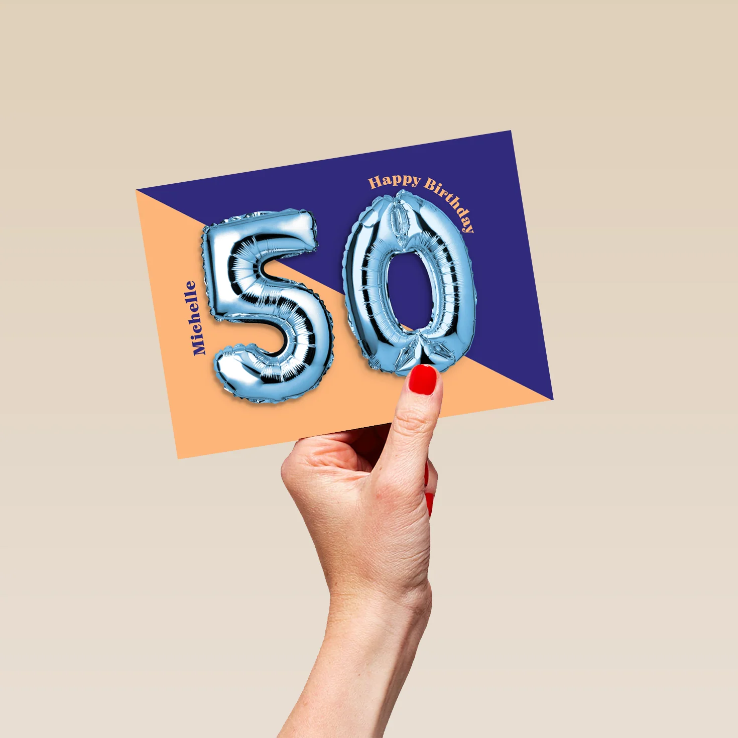 Personalised & Editable Foil Balloon 50th Birthday Card - Image 5