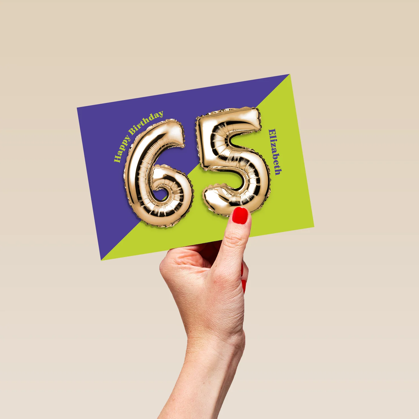 Personalised & Editable Foil Balloon 65th Birthday Card - Image 5