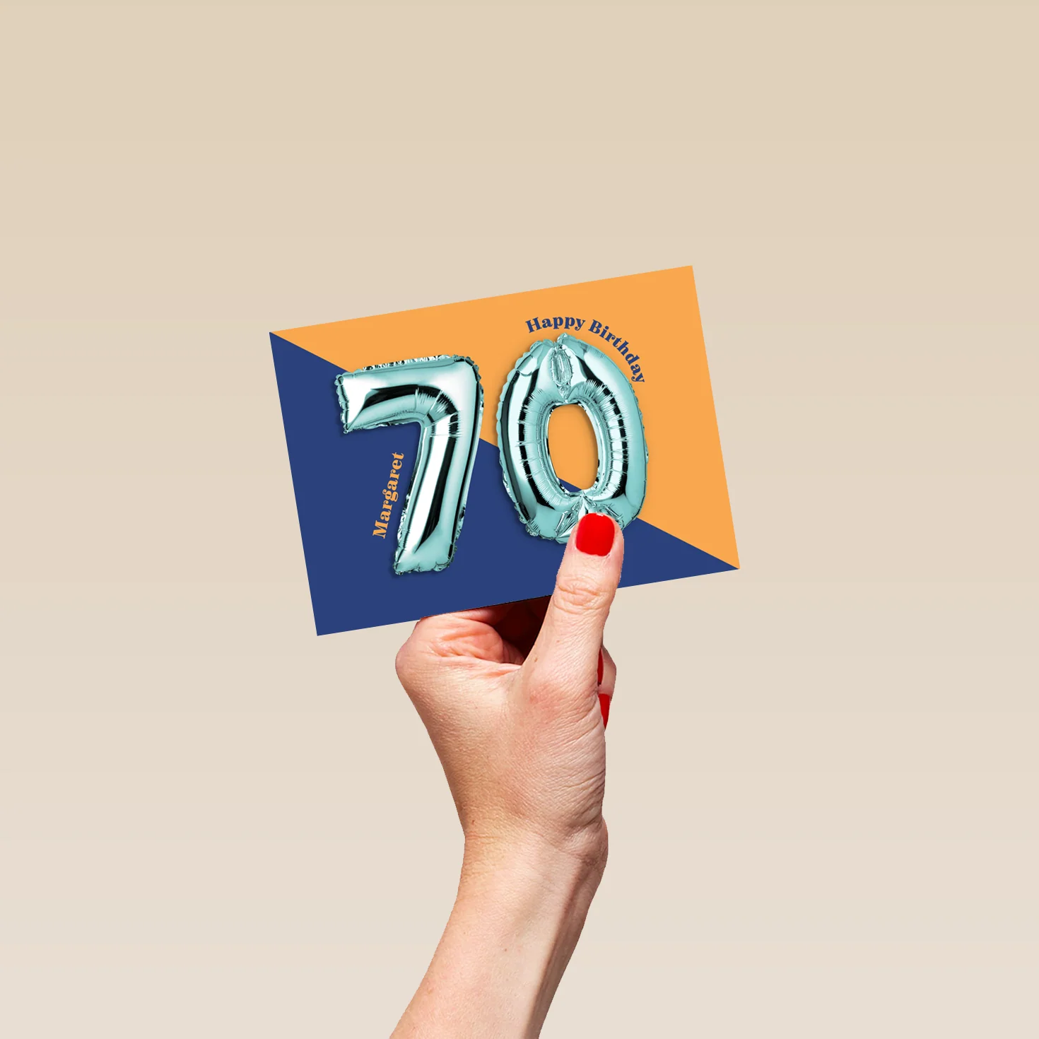Personalised & Editable Foil Balloon 70th Birthday Card - Image 4