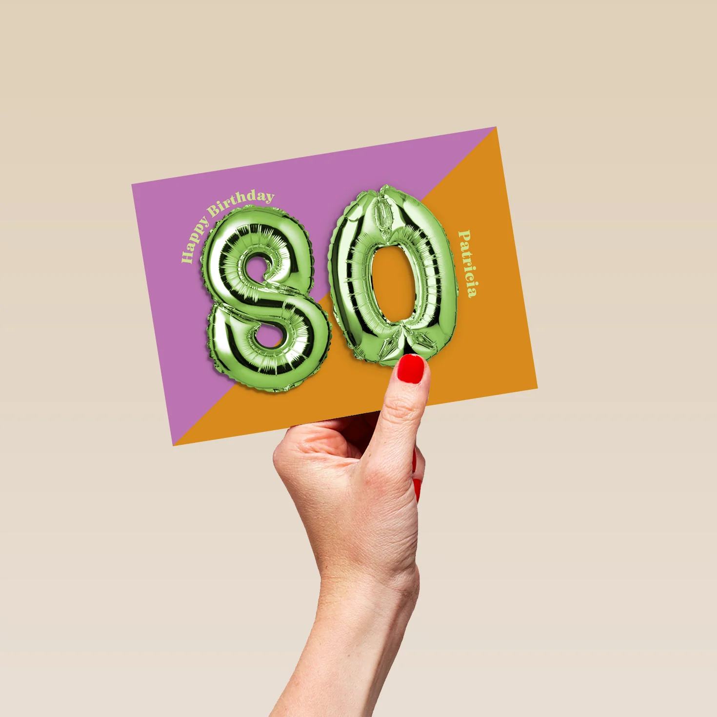 Personalised & Editable Foil Balloon 80th Birthday Card - Image 5