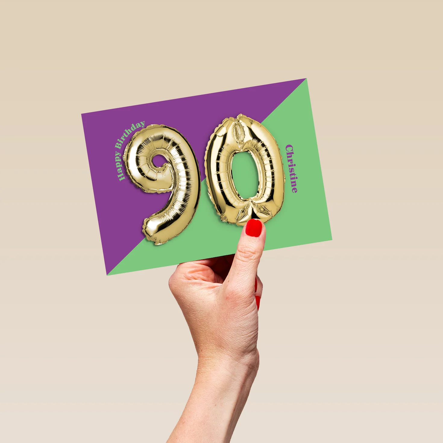 Personalised & Editable Foil Balloon 90th Birthday Card - Image 5