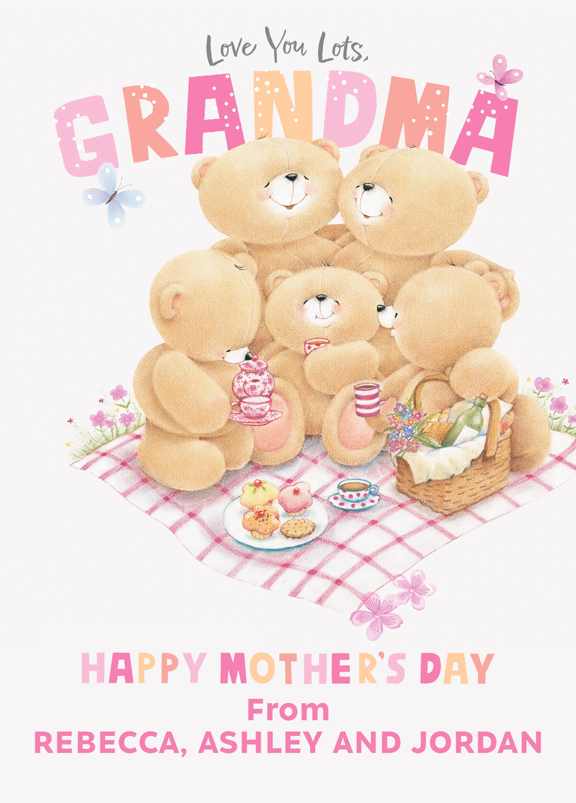 Personalised Editable Forever Friends Bear Mother's Day Card for Grandma