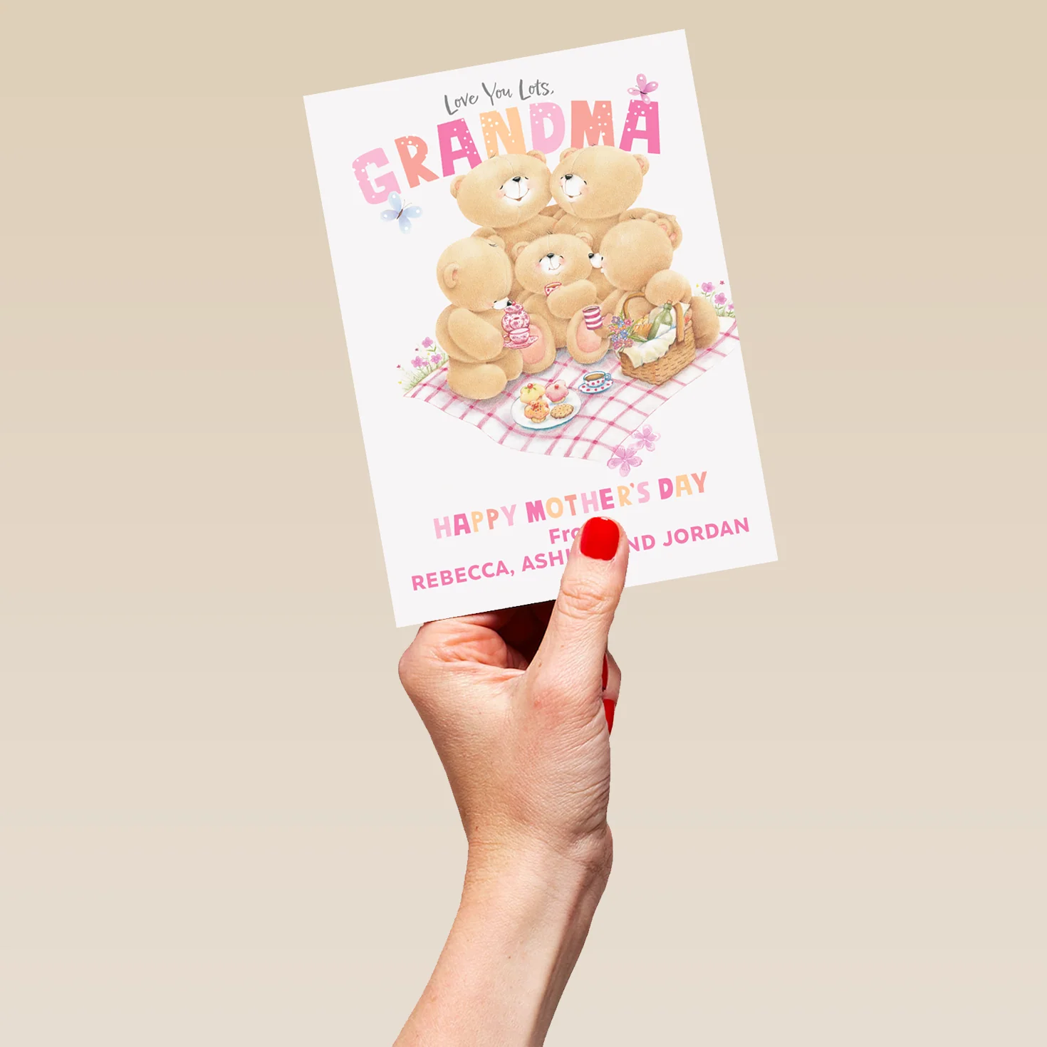 Personalised Editable Forever Friends Bear Mother's Day Card for Grandma - Image 5