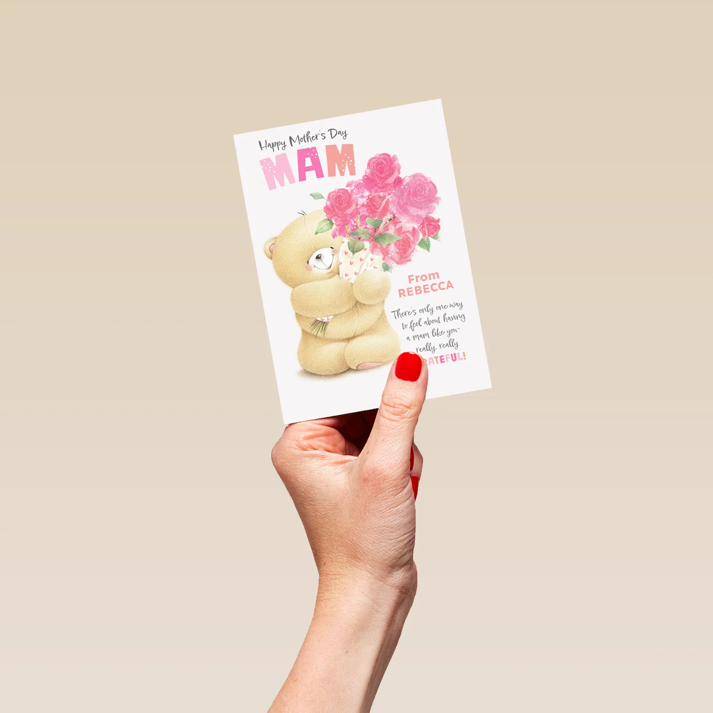 Personalised Editable Forever Friends Bear Mother's Day Card for Mam - Image 4