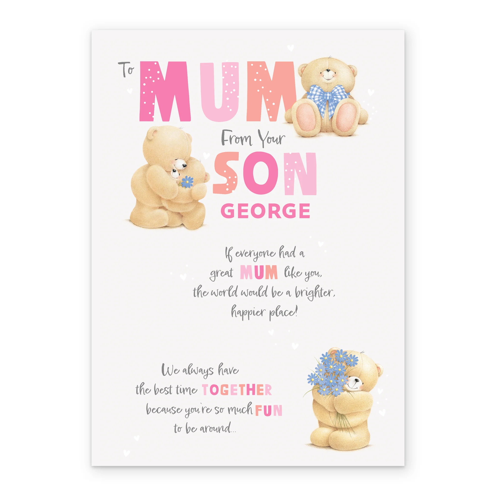 Personalised Editable Forever Friends Bear Mother's Day Card for Mum from Son - Image 2