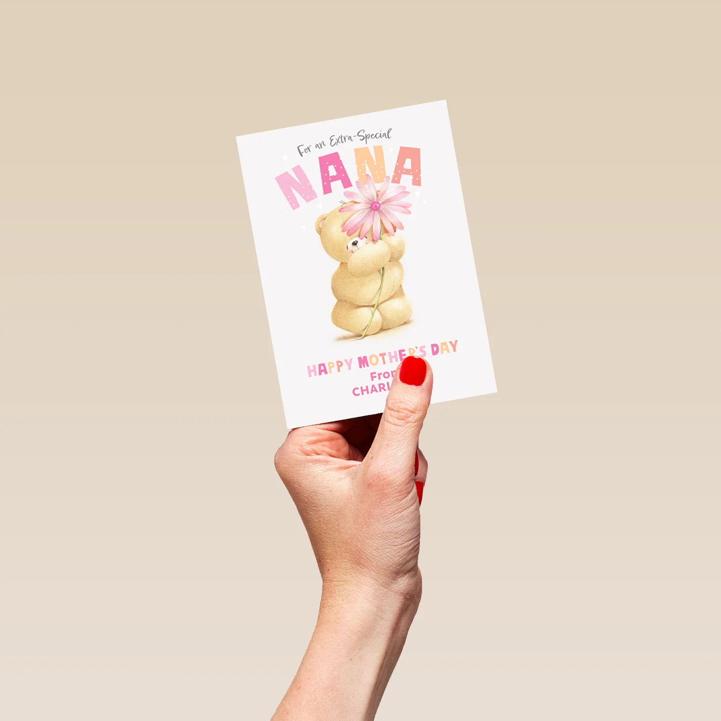 Personalised Editable Forever Friends Bear Mother's Day Card for Nana - Image 4