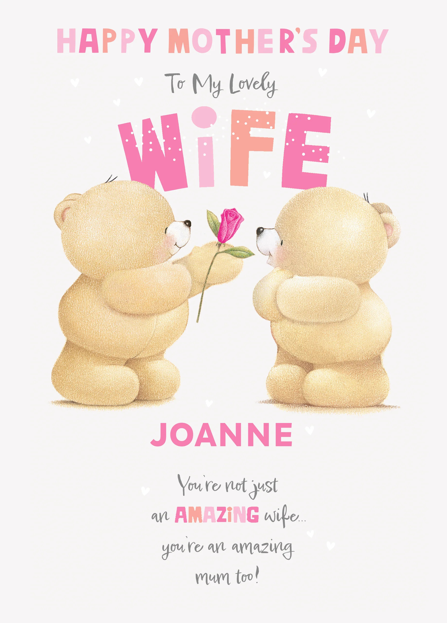 Personalised Editable Forever Friends Bear Mother's Day Card for Wife