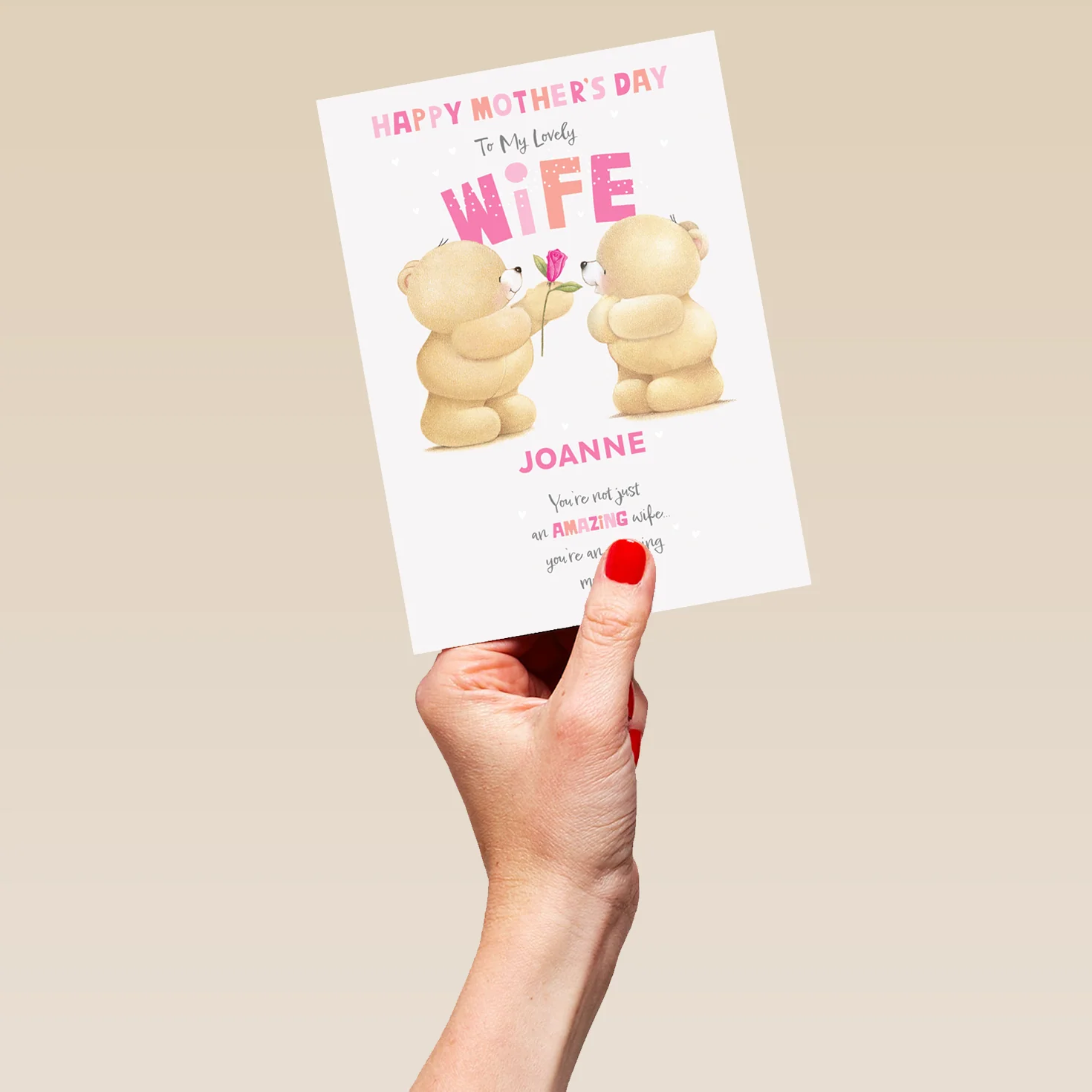 Personalised Editable Forever Friends Bear Mother's Day Card for Wife - Image 5