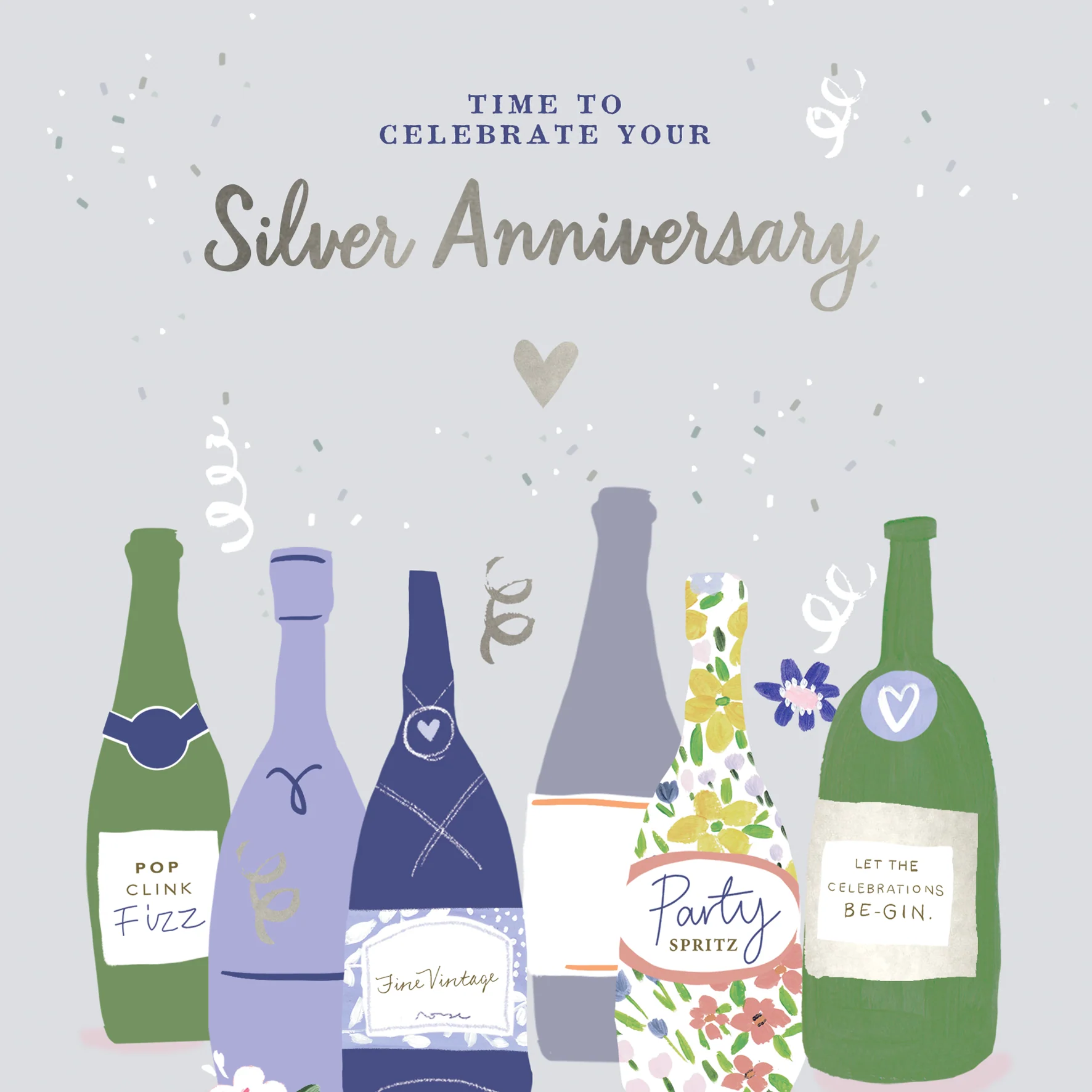 Personalised & Editable Fun Bottles 25th Anniversary Card