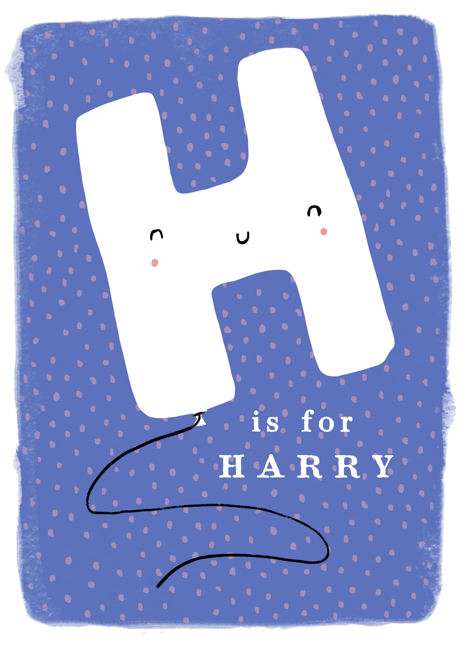 Personalised Editable Fun Letter H Kids Birthday Card