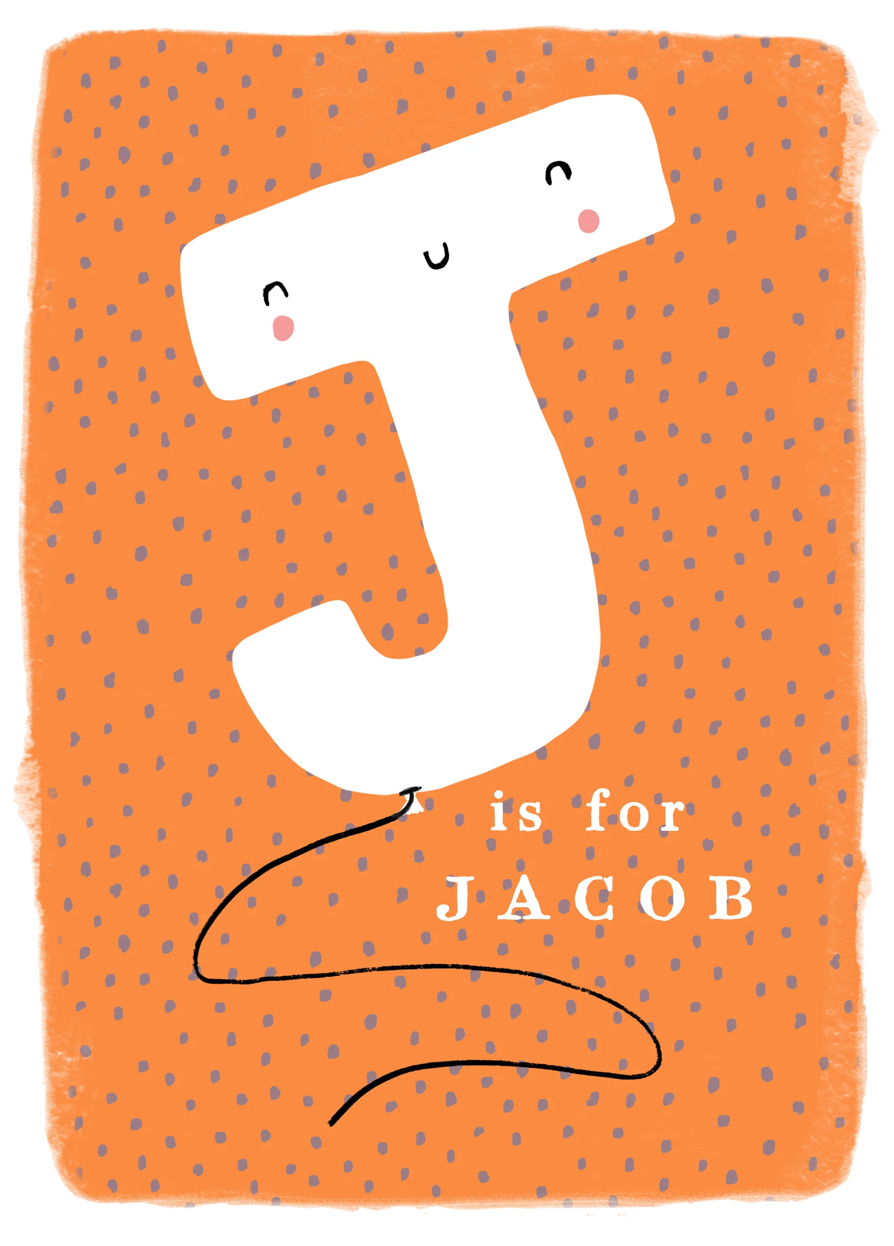 Personalised Editable Fun Letter J Kids Birthday Card