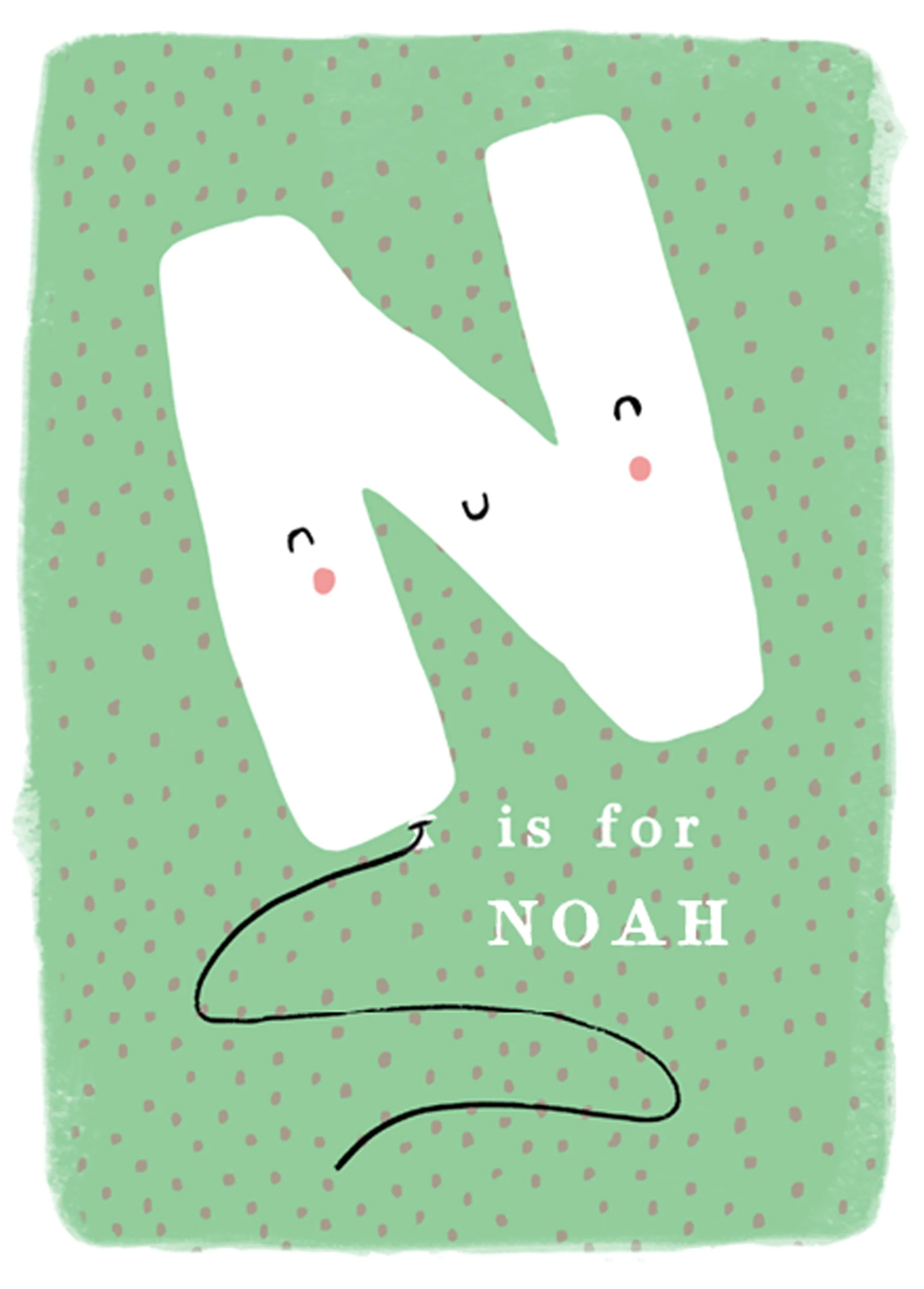 Personalised Editable Fun Letter N Kids Birthday Card
