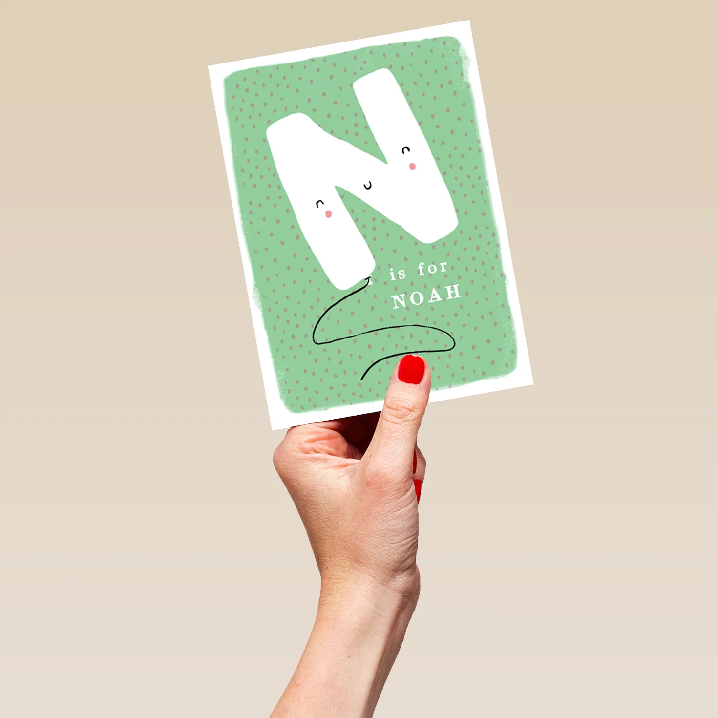 Personalised Editable Fun Letter N Kids Birthday Card - Image 5