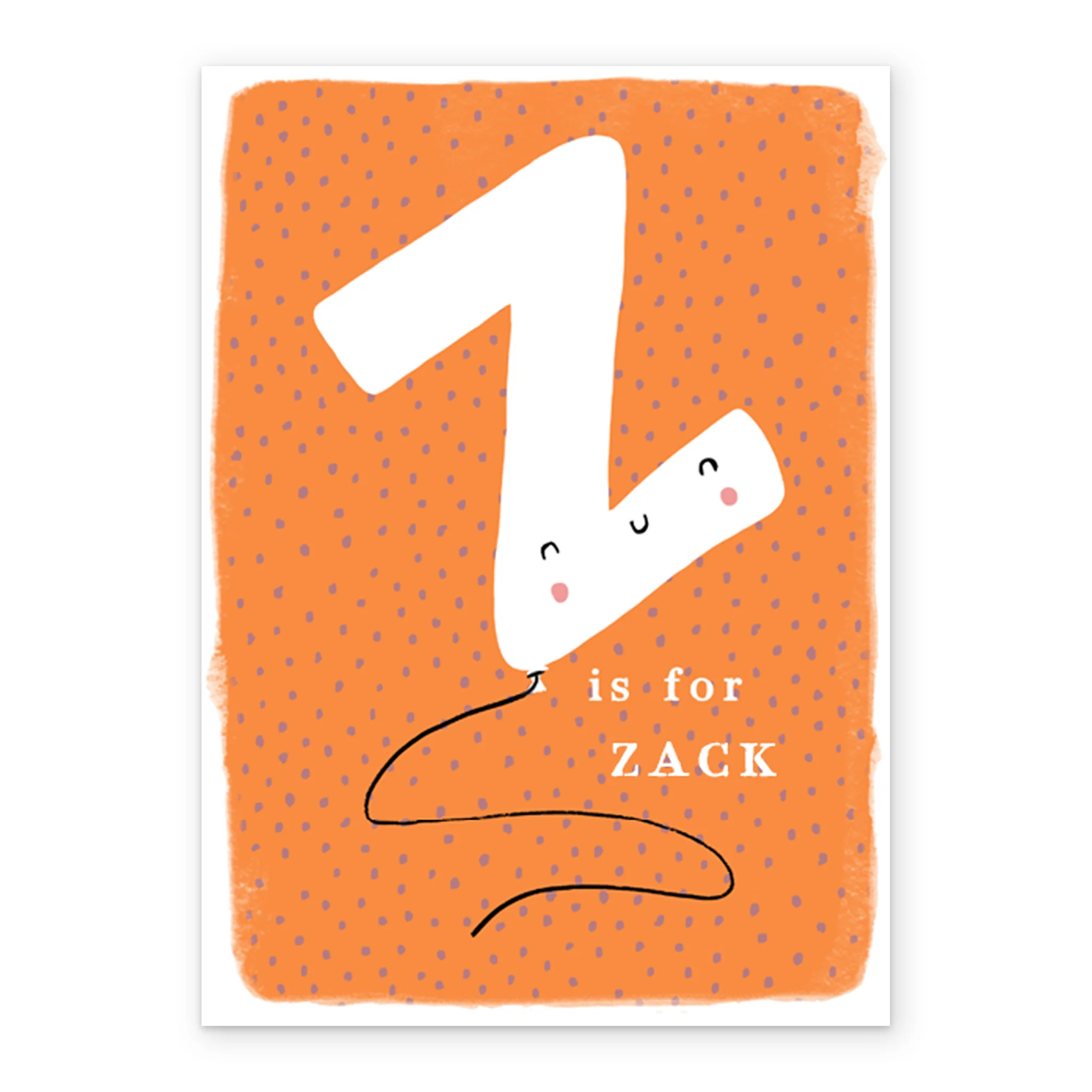 Personalised Editable Fun Letter Z Kids Birthday Card - Image 2