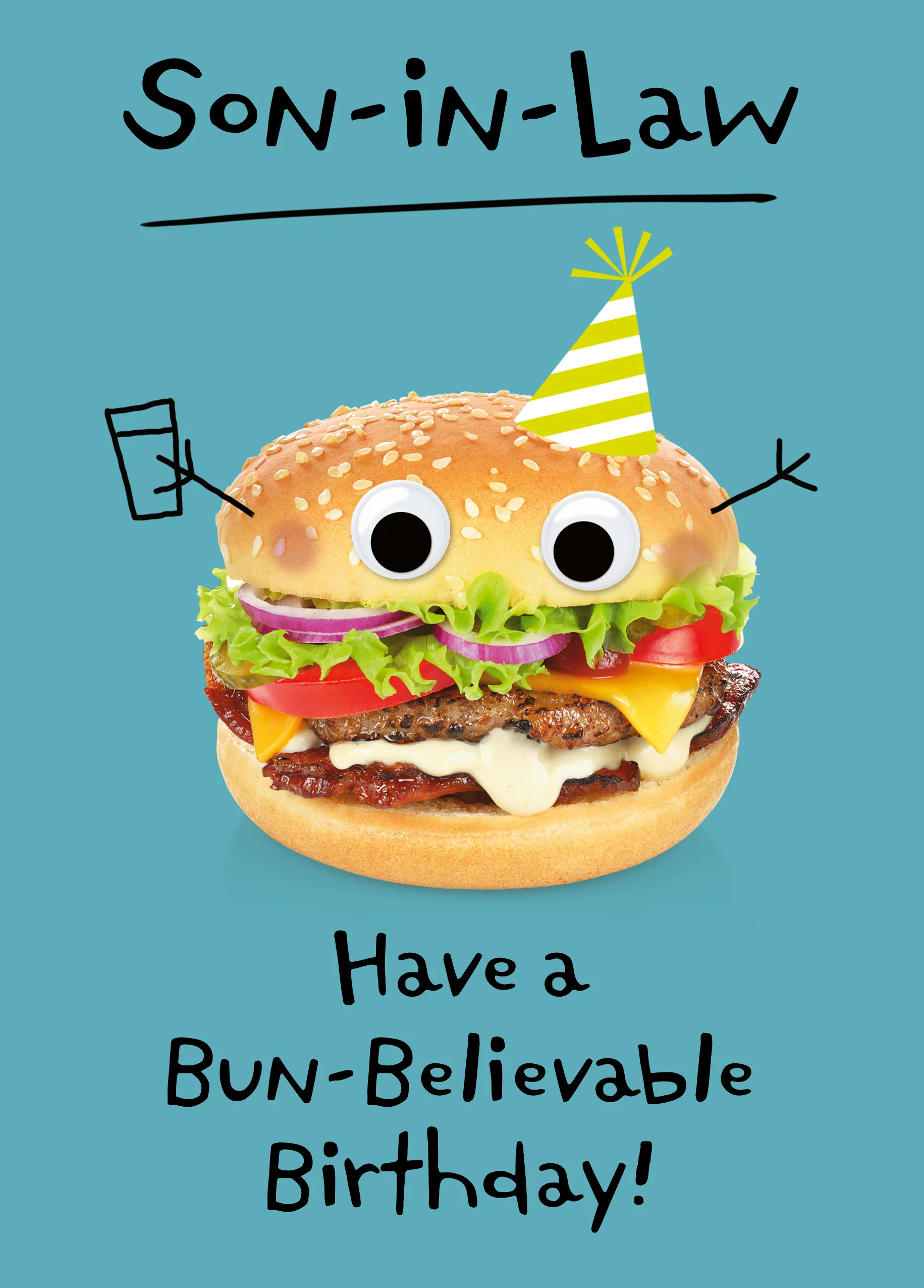 Personalised & Editable Funny Burger Son-In-Law Birthday Card
