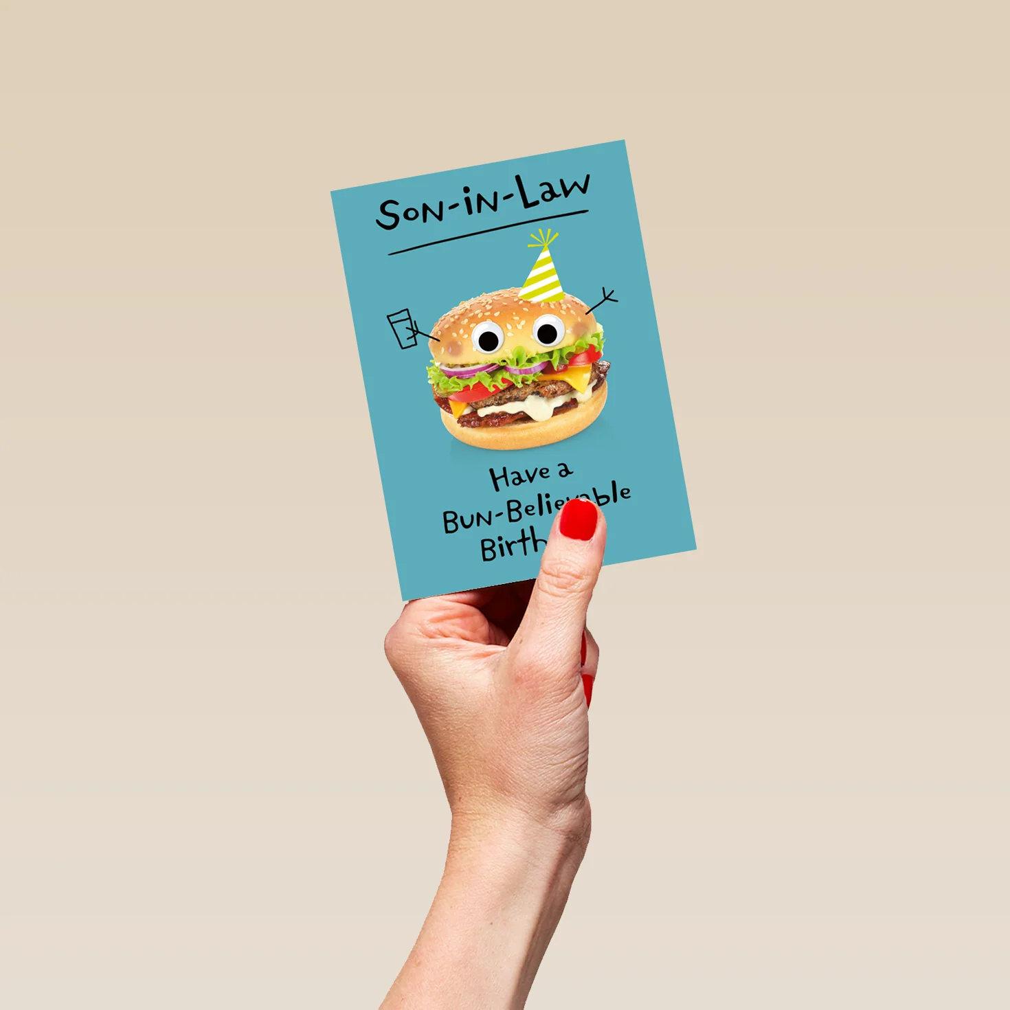 Personalised & Editable Funny Burger Son-In-Law Birthday Card - Image 4
