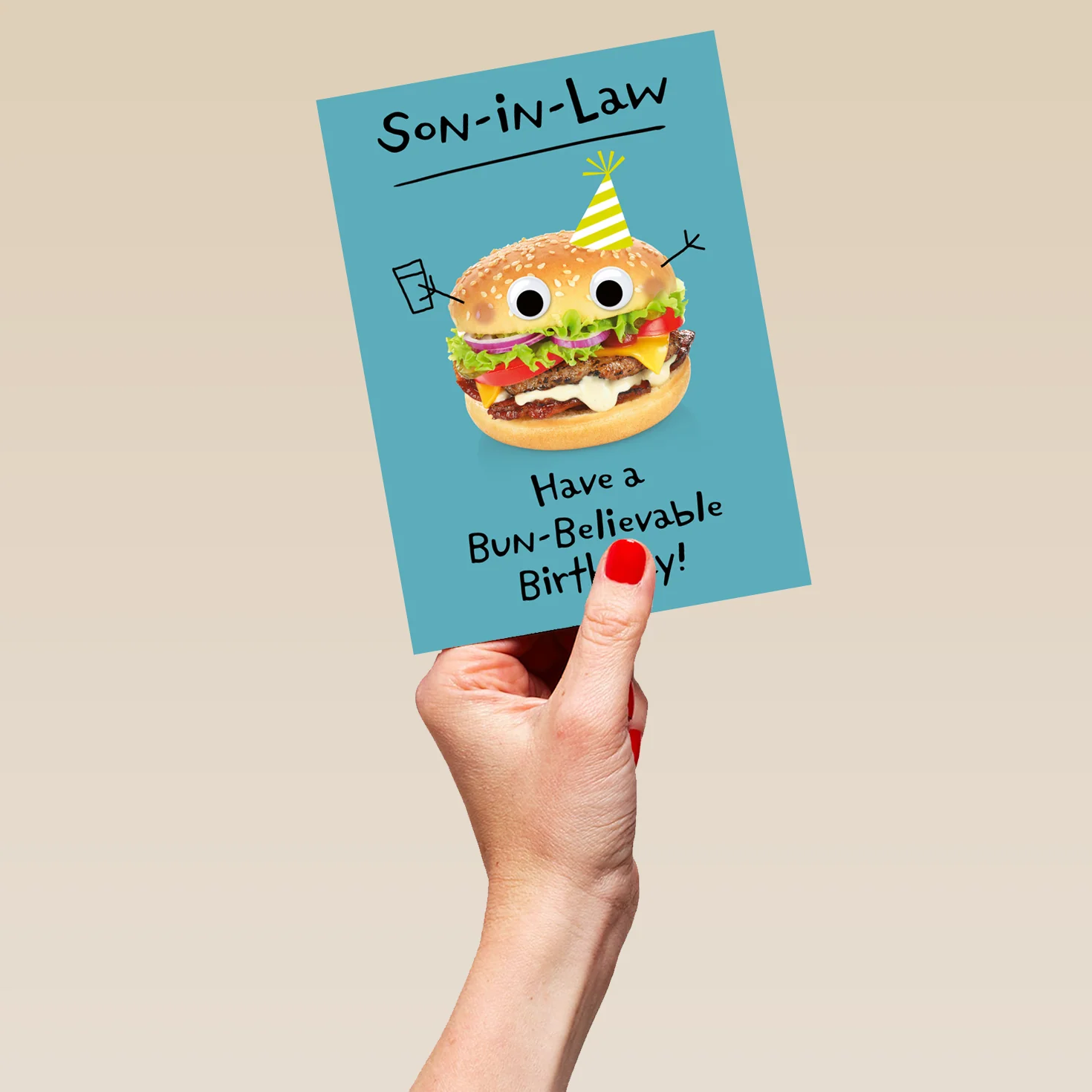 Personalised & Editable Funny Burger Son-In-Law Birthday Card - Image 5
