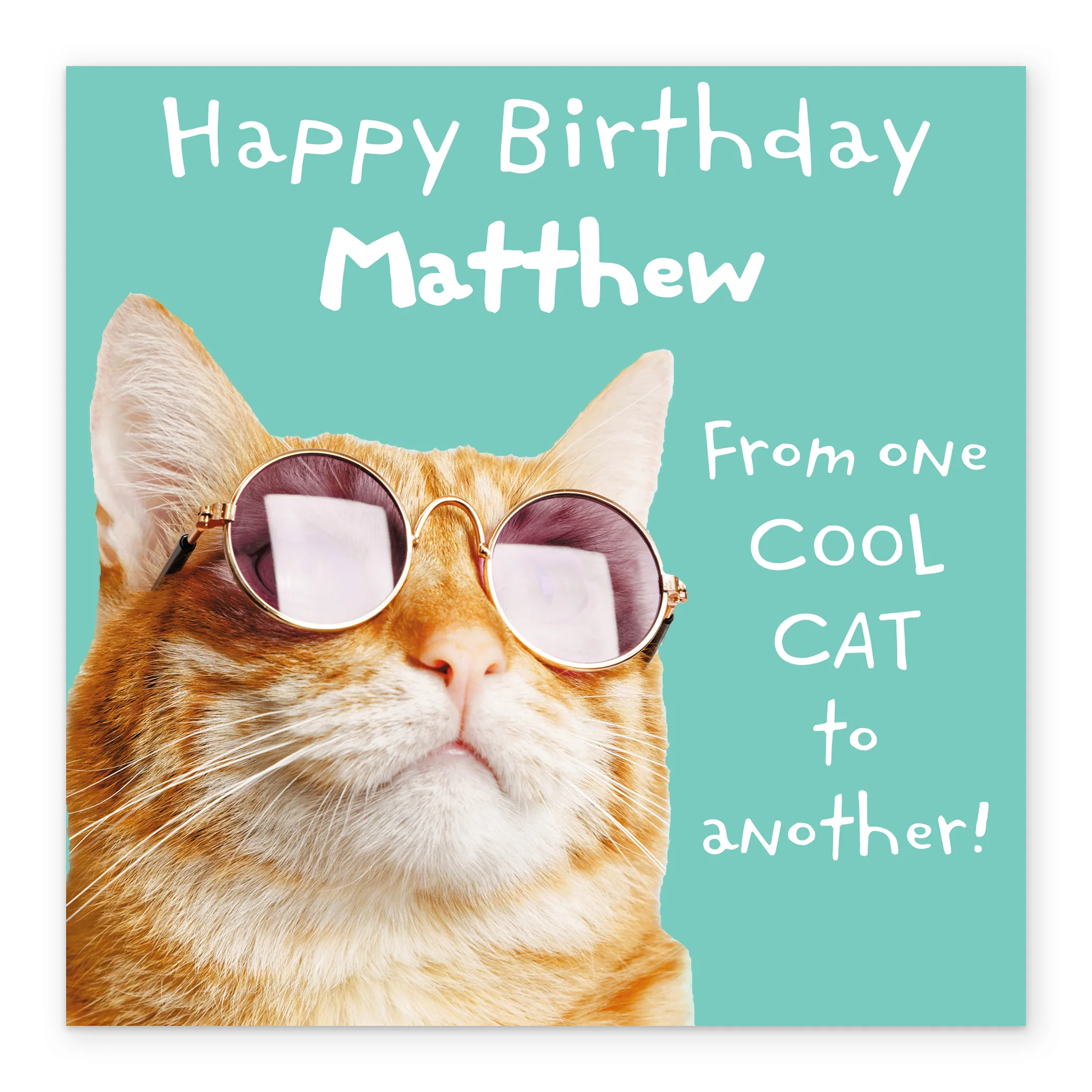 Personalised Editable Funny Cool Cat Birthday Card - Image 2