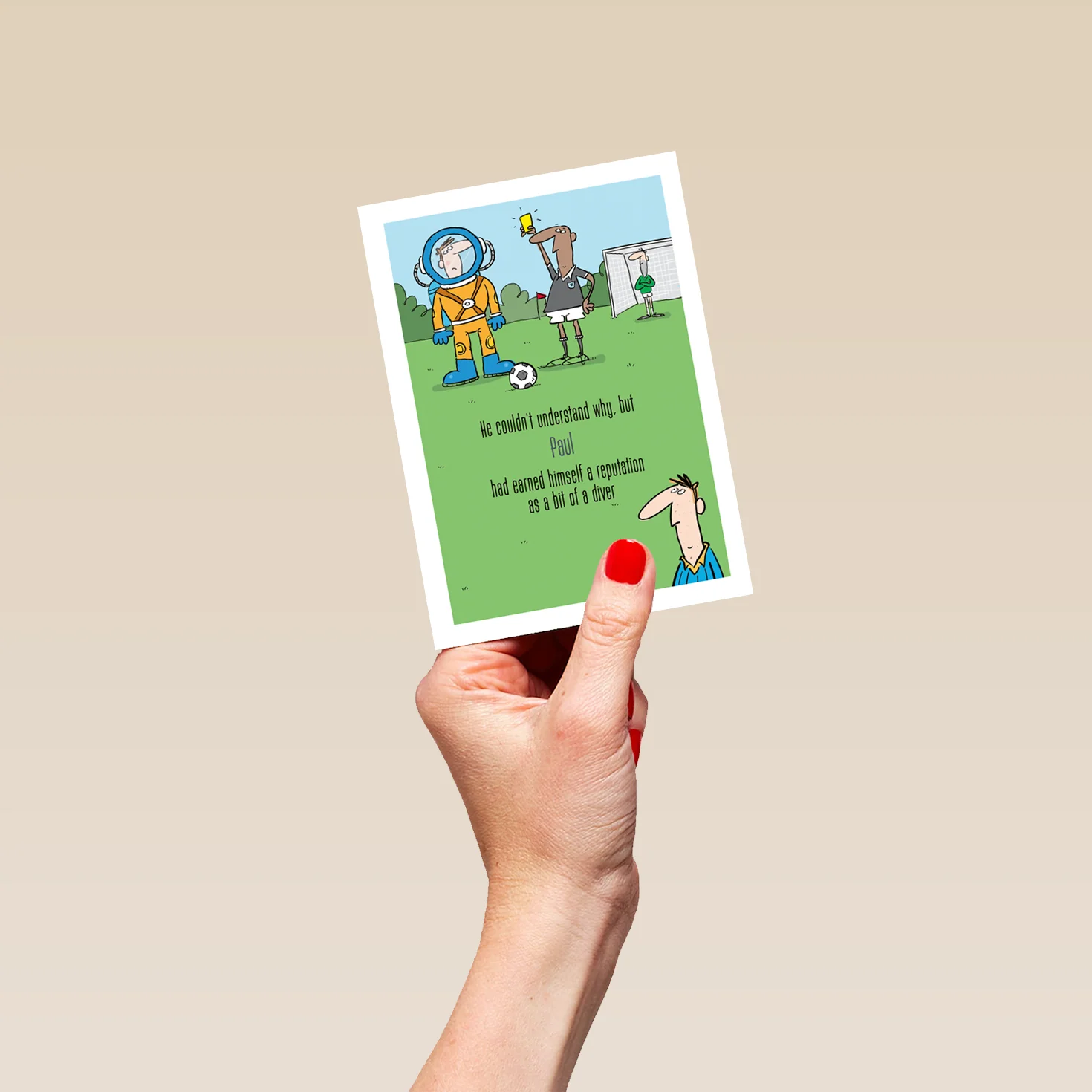 Personalised Editable Funny Football Diving Gear Birthday Card - Image 4