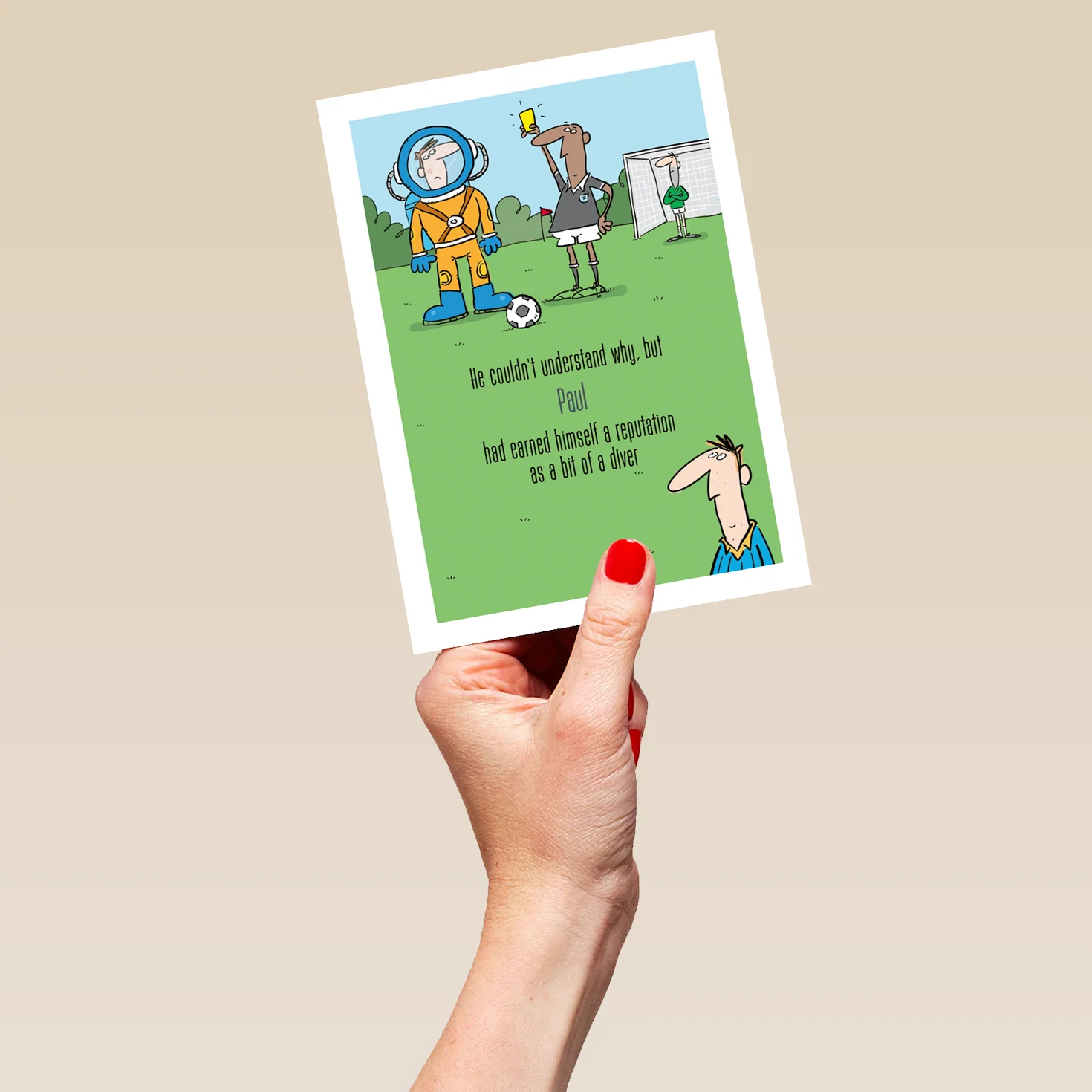 Personalised Editable Funny Football Diving Gear Birthday Card - Image 5