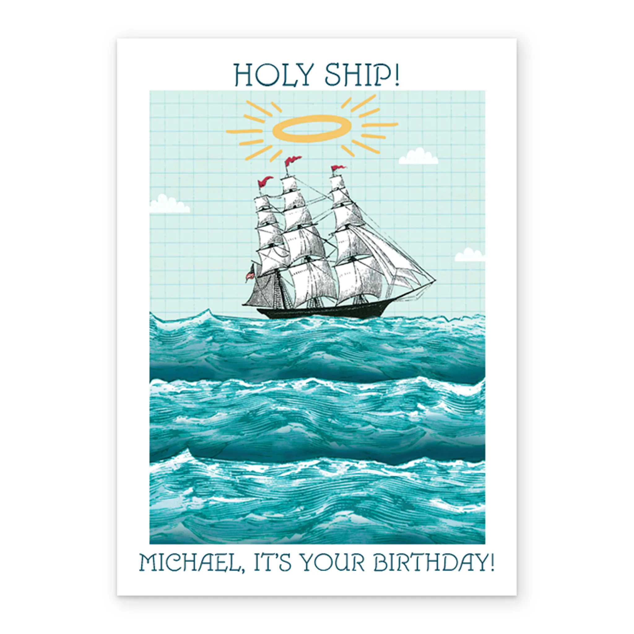 Personalised Editable Funny Holy Ship Birthday Card - Image 2