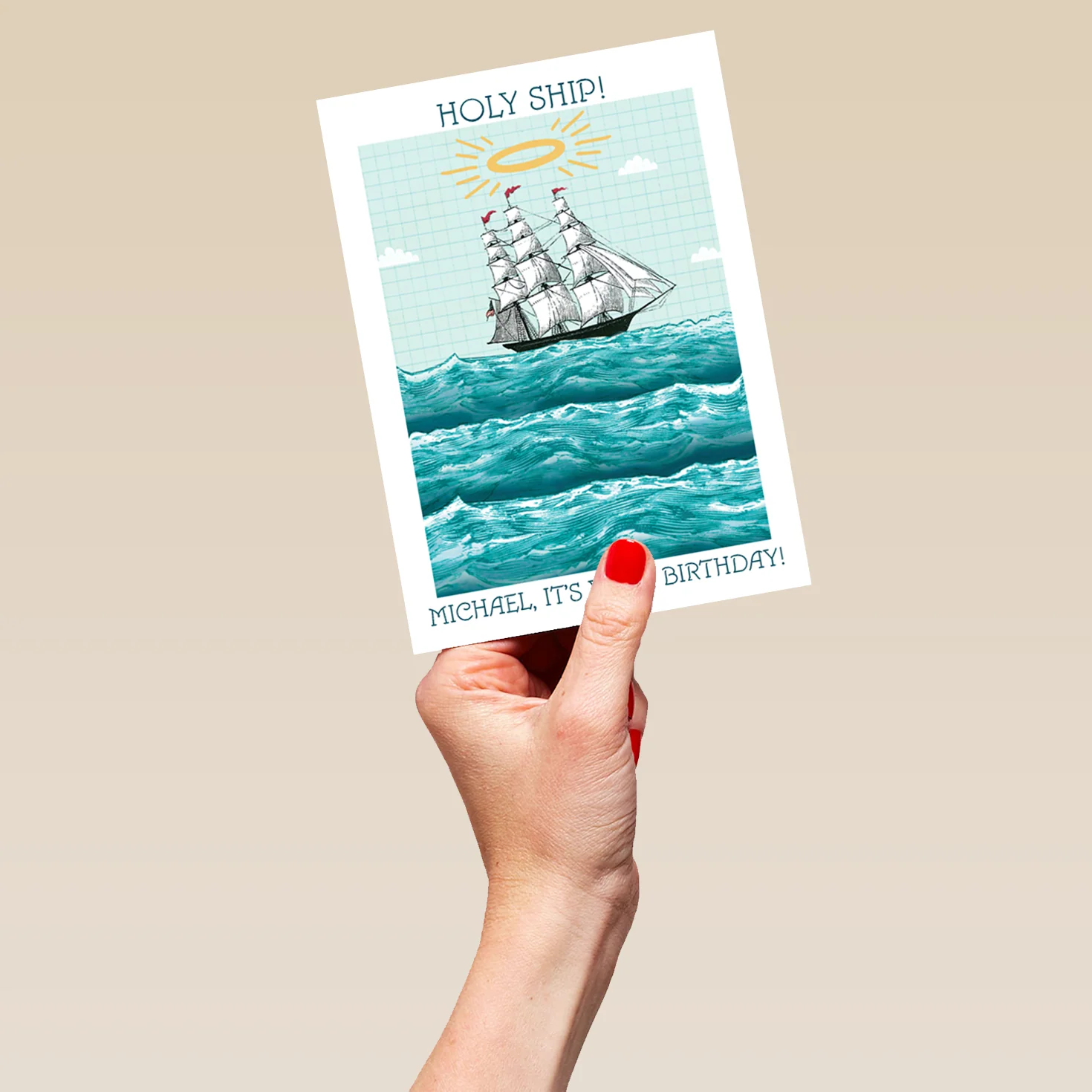 Personalised Editable Funny Holy Ship Birthday Card - Image 5
