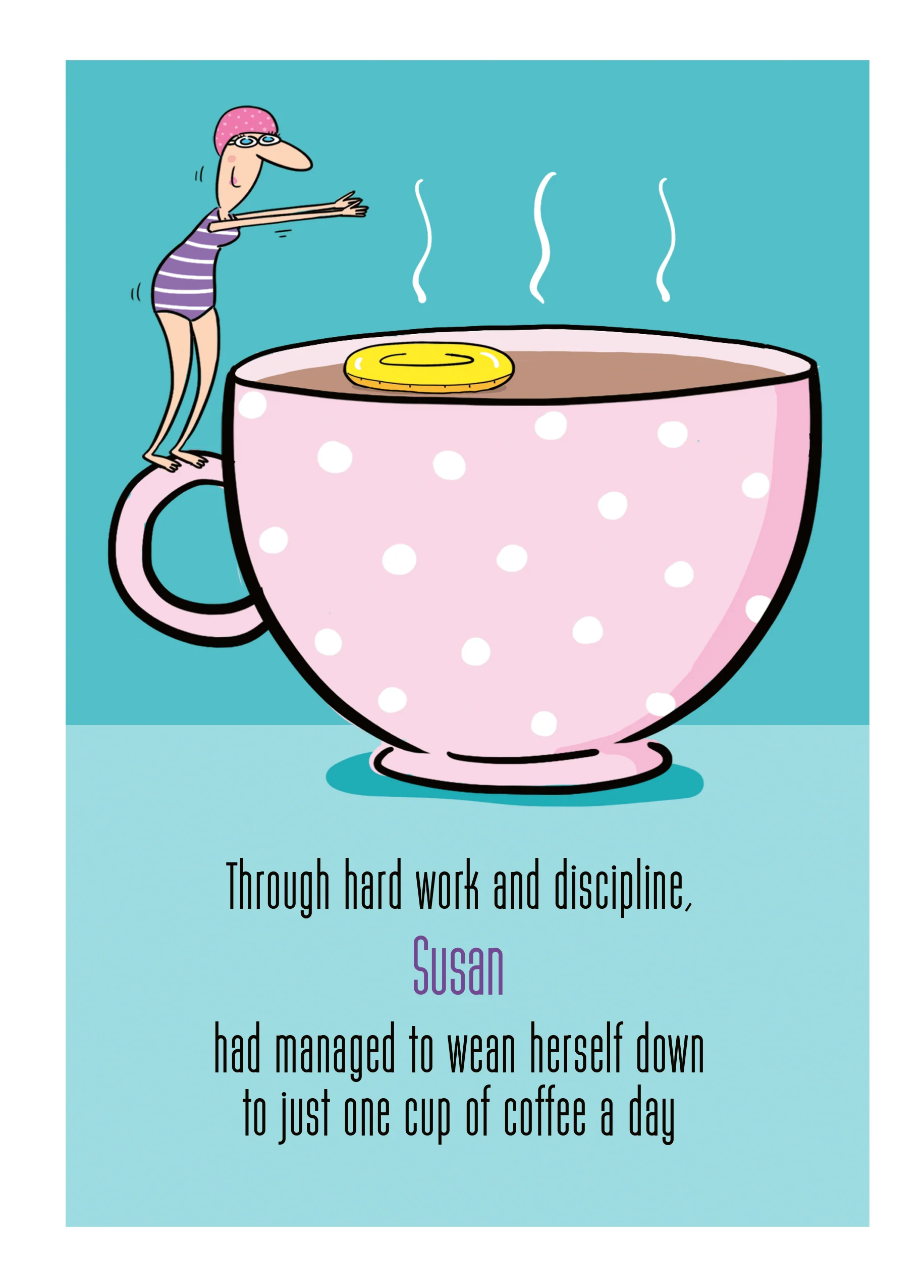 Personalised Editable Funny Large Coffee Cup Birthday Card