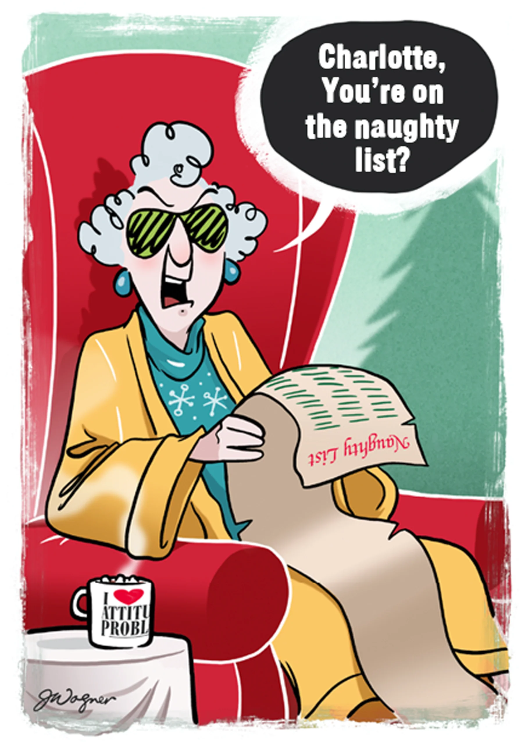 Personalised & Editable Funny Naughty List Christmas Card for Her