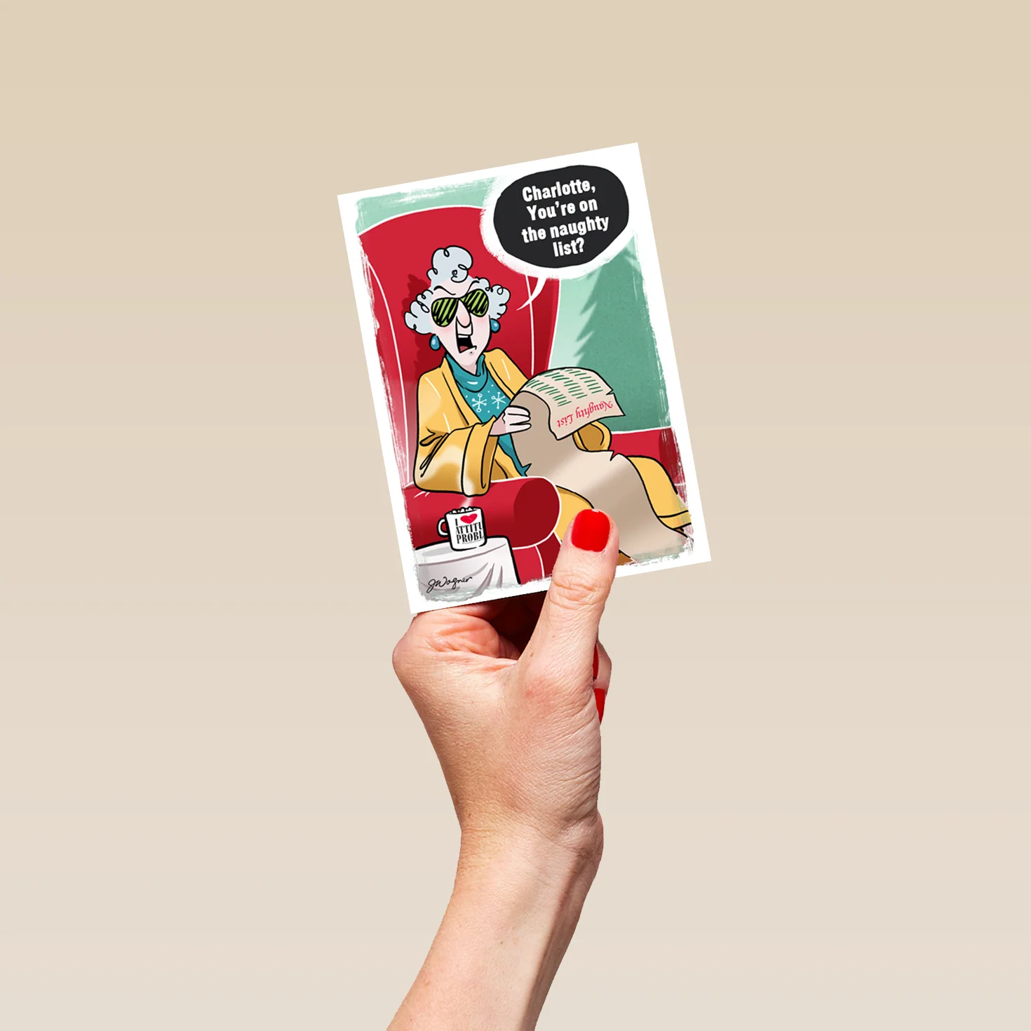 Personalised & Editable Funny Naughty List Christmas Card for Her - Image 4