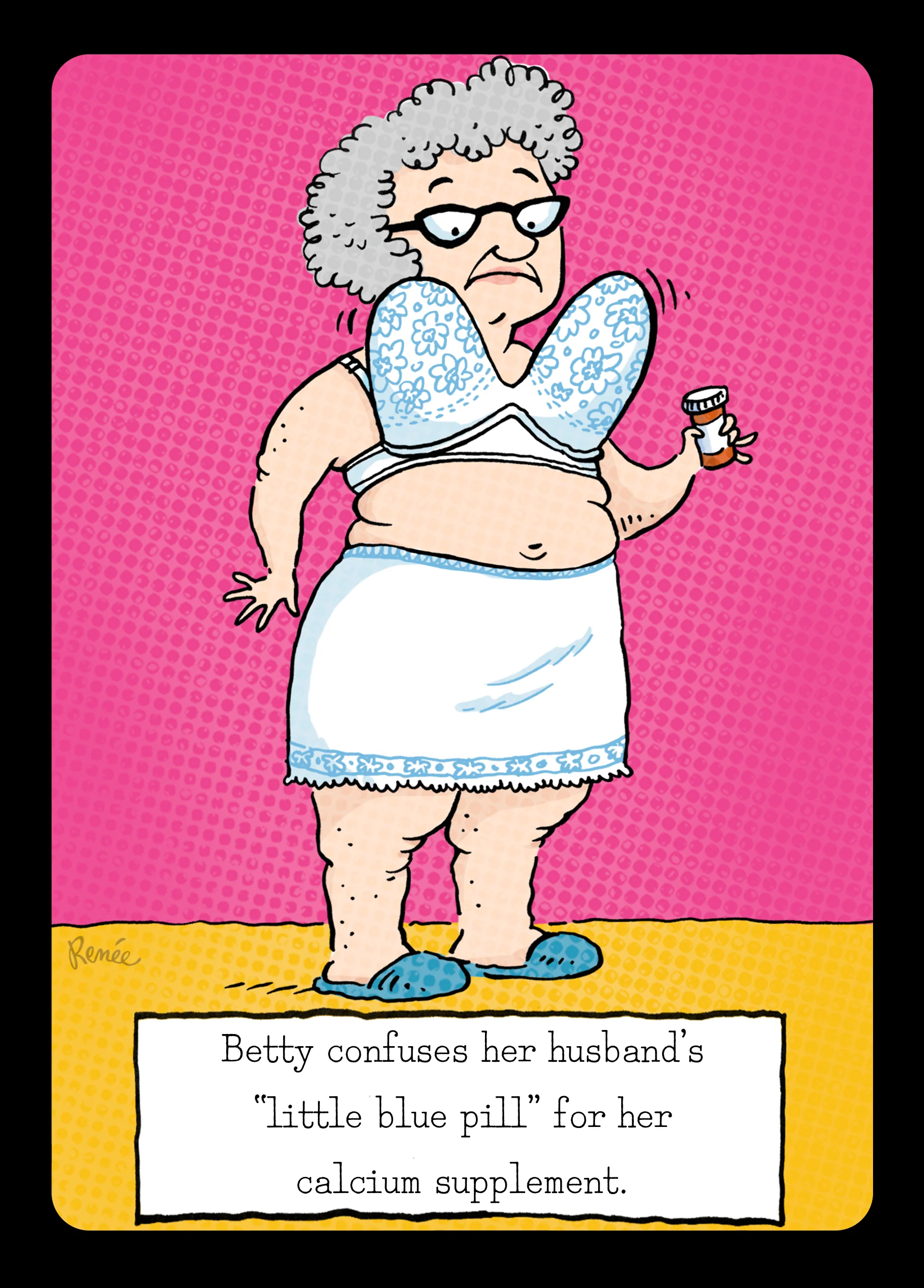 Personalised Editable Funny Old Lady & Underwear Birthday Card