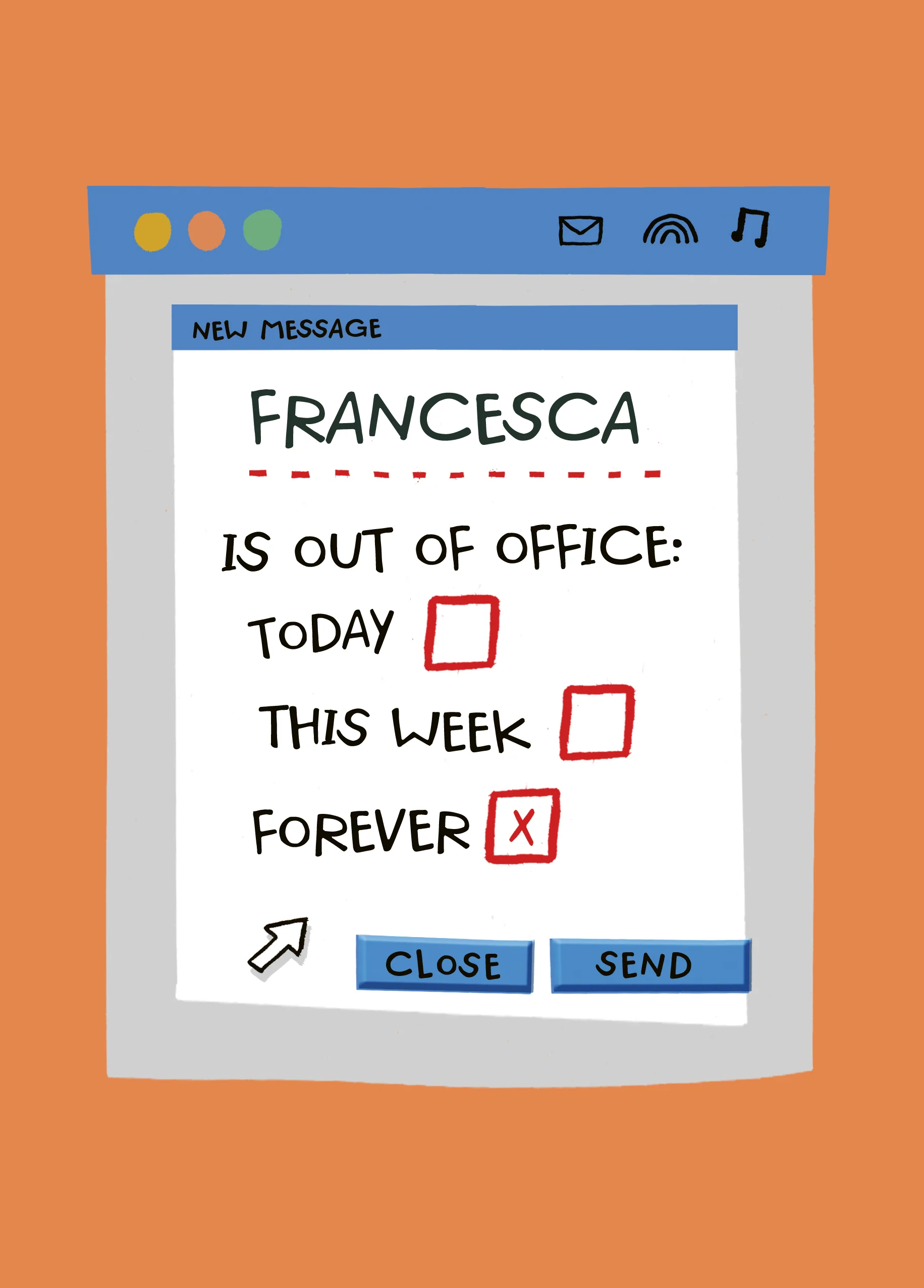 Personalised & Editable Funny 'Out of Office' Leaving Card