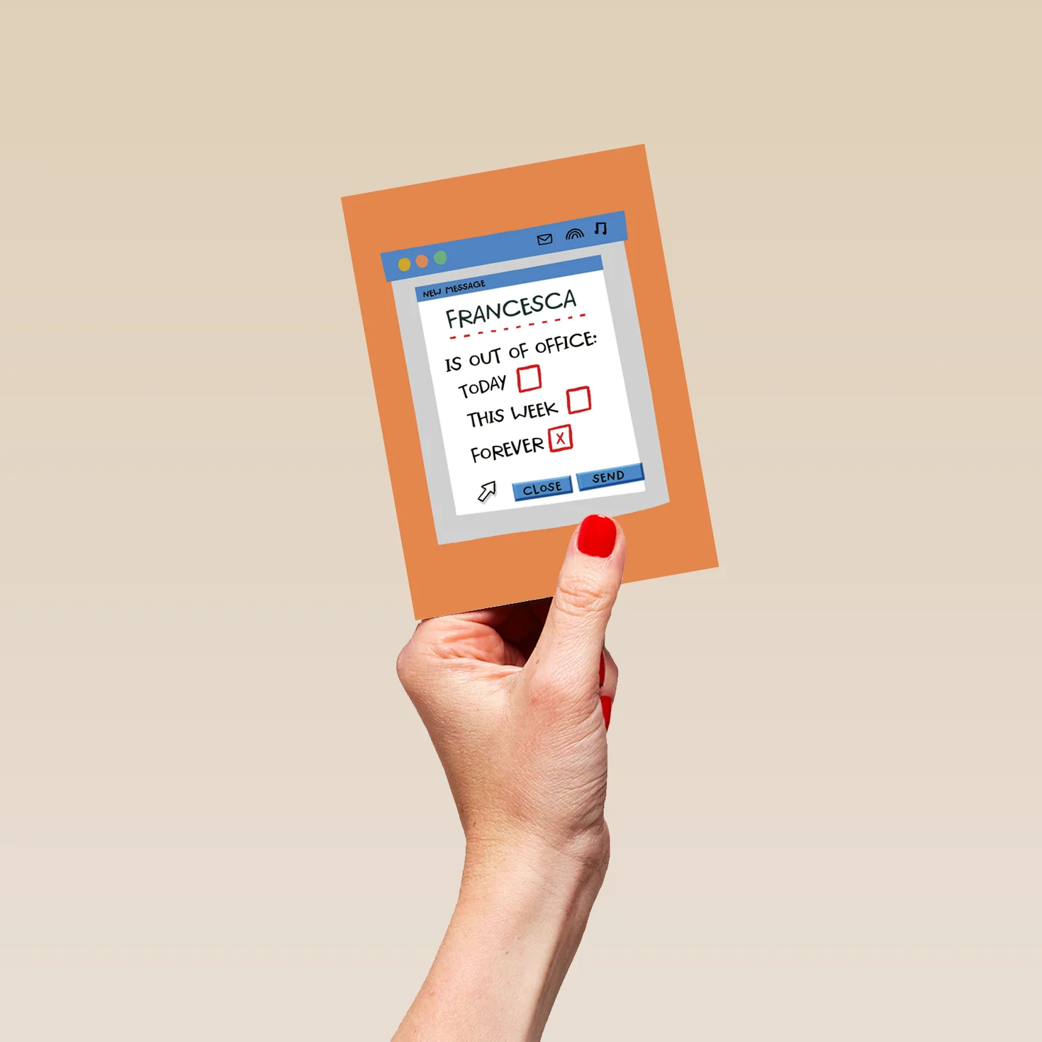 Personalised & Editable Funny 'Out of Office' Leaving Card - Image 4