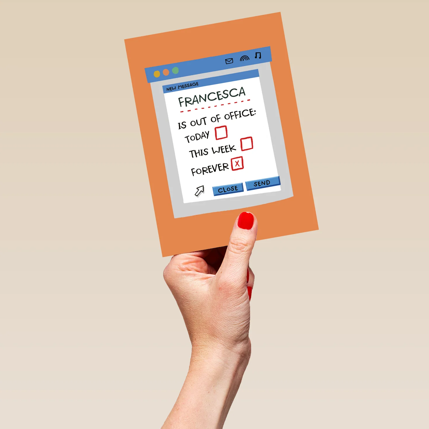 Personalised & Editable Funny 'Out of Office' Leaving Card - Image 5