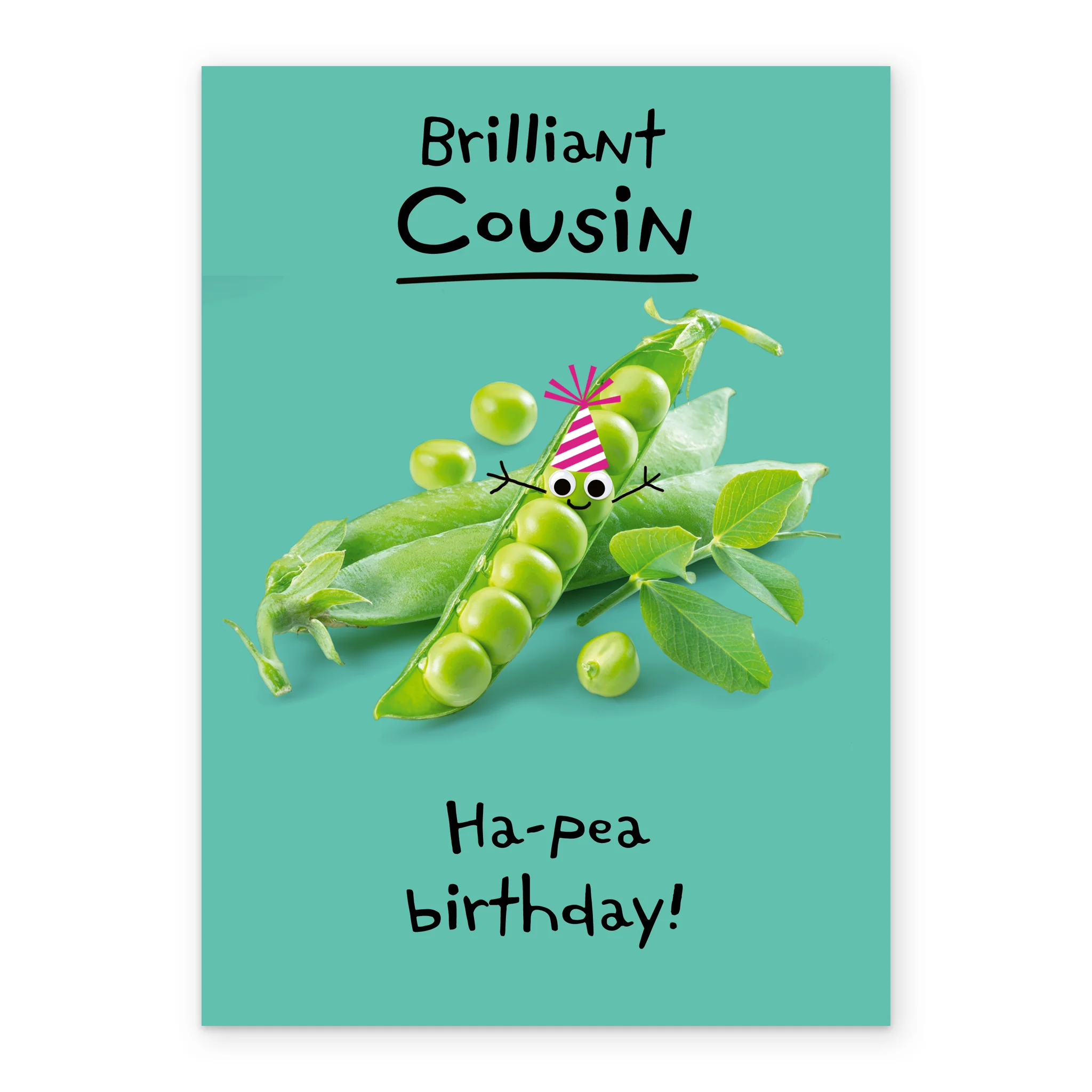 Personalised & Editable Funny Peas Cousin Birthday Card - Image 2
