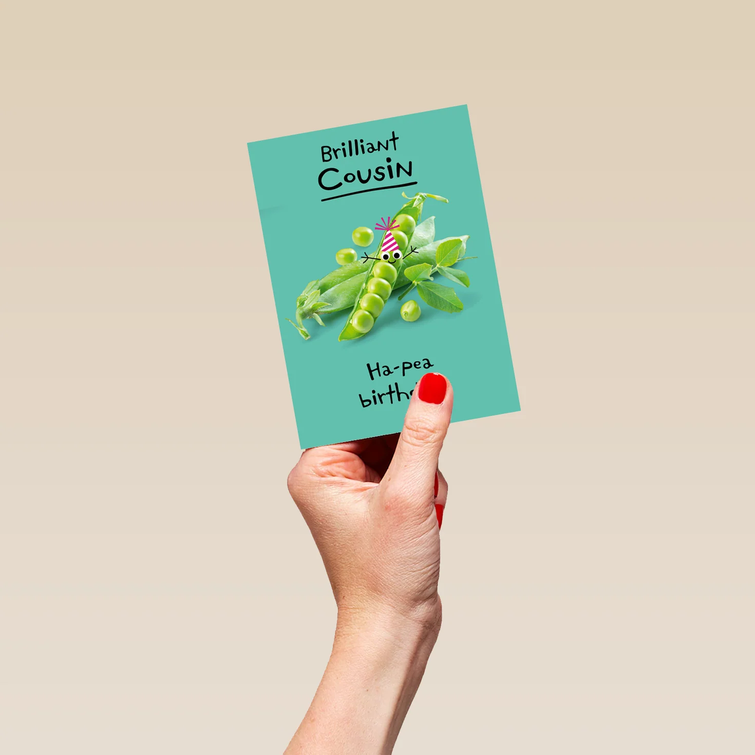 Personalised & Editable Funny Peas Cousin Birthday Card - Image 4