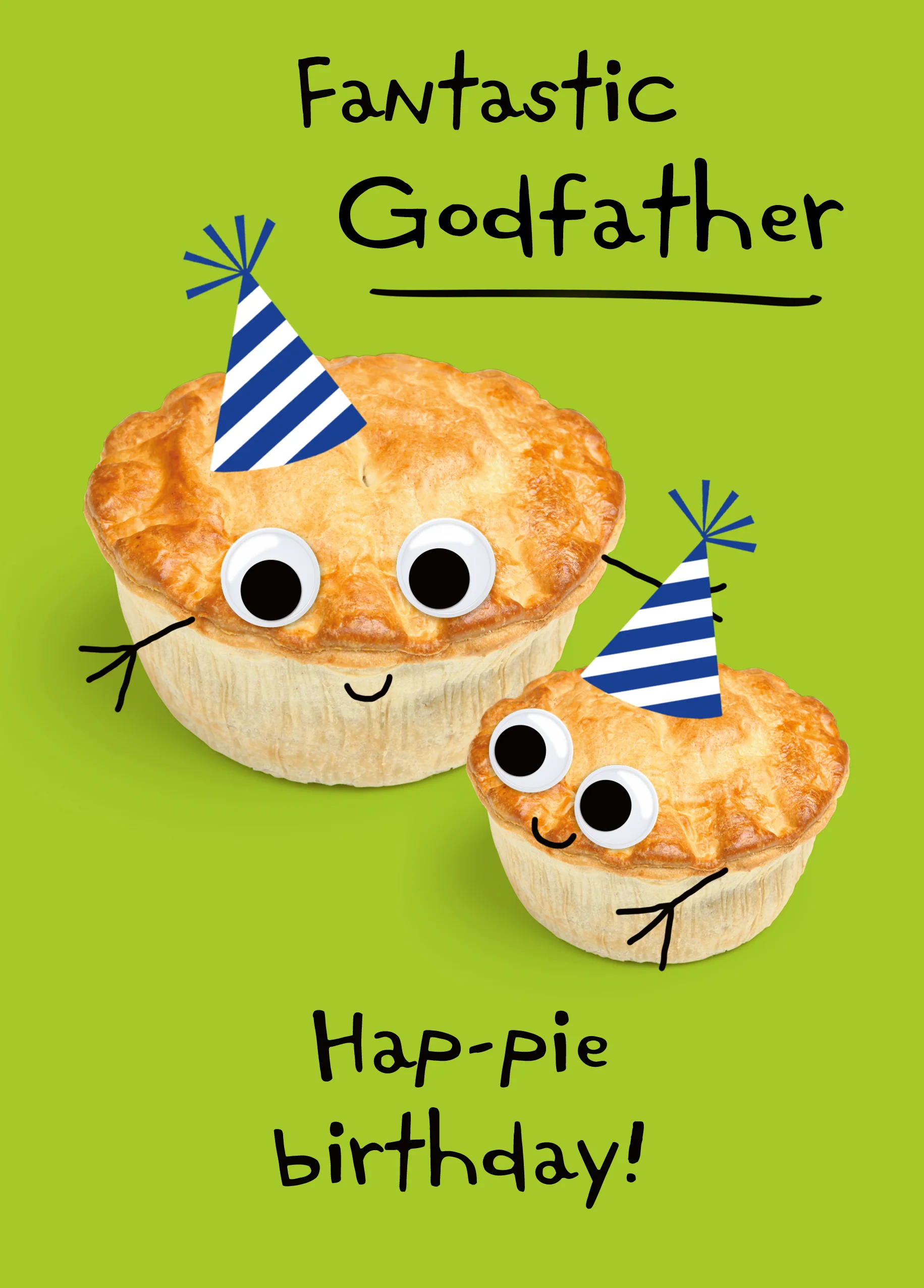 Personalised & Editable Funny Pies Godfather Birthday Card