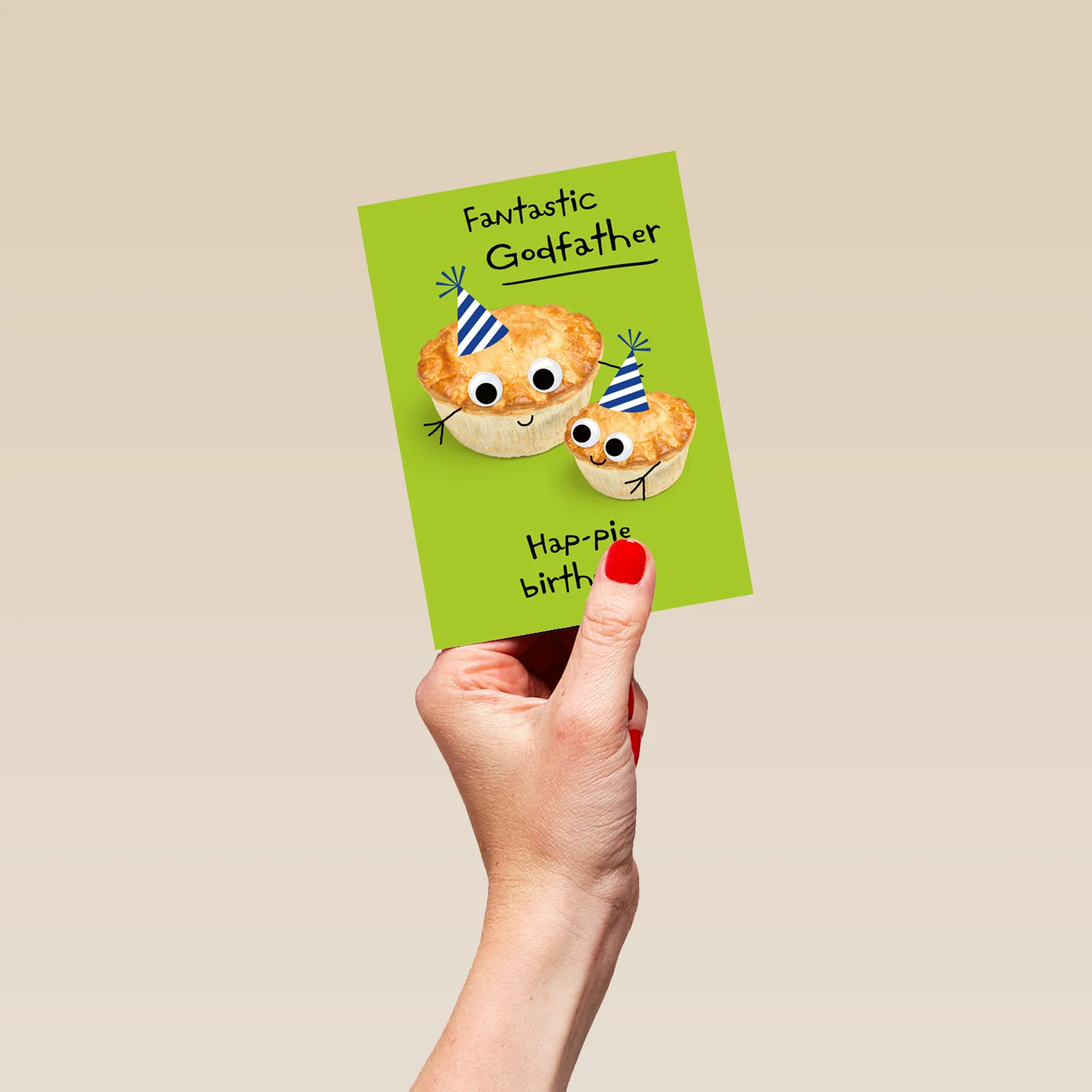 Personalised & Editable Funny Pies Godfather Birthday Card - Image 4